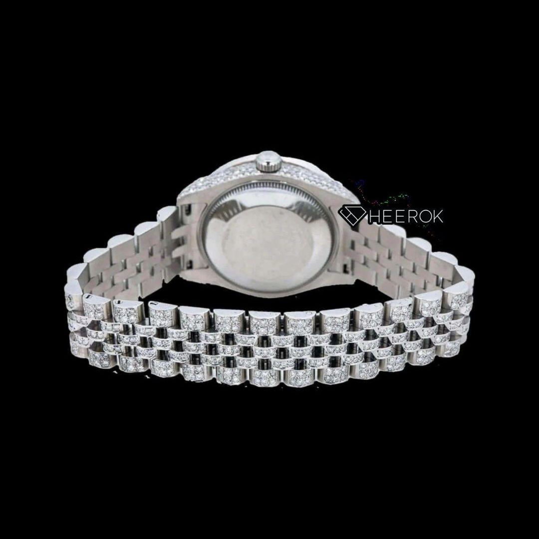 Rolex Datejust Multicolor Arabic Dial Diamond Bezel Fully Iced Moissanite Diamond Jubilee Bracelet For Women