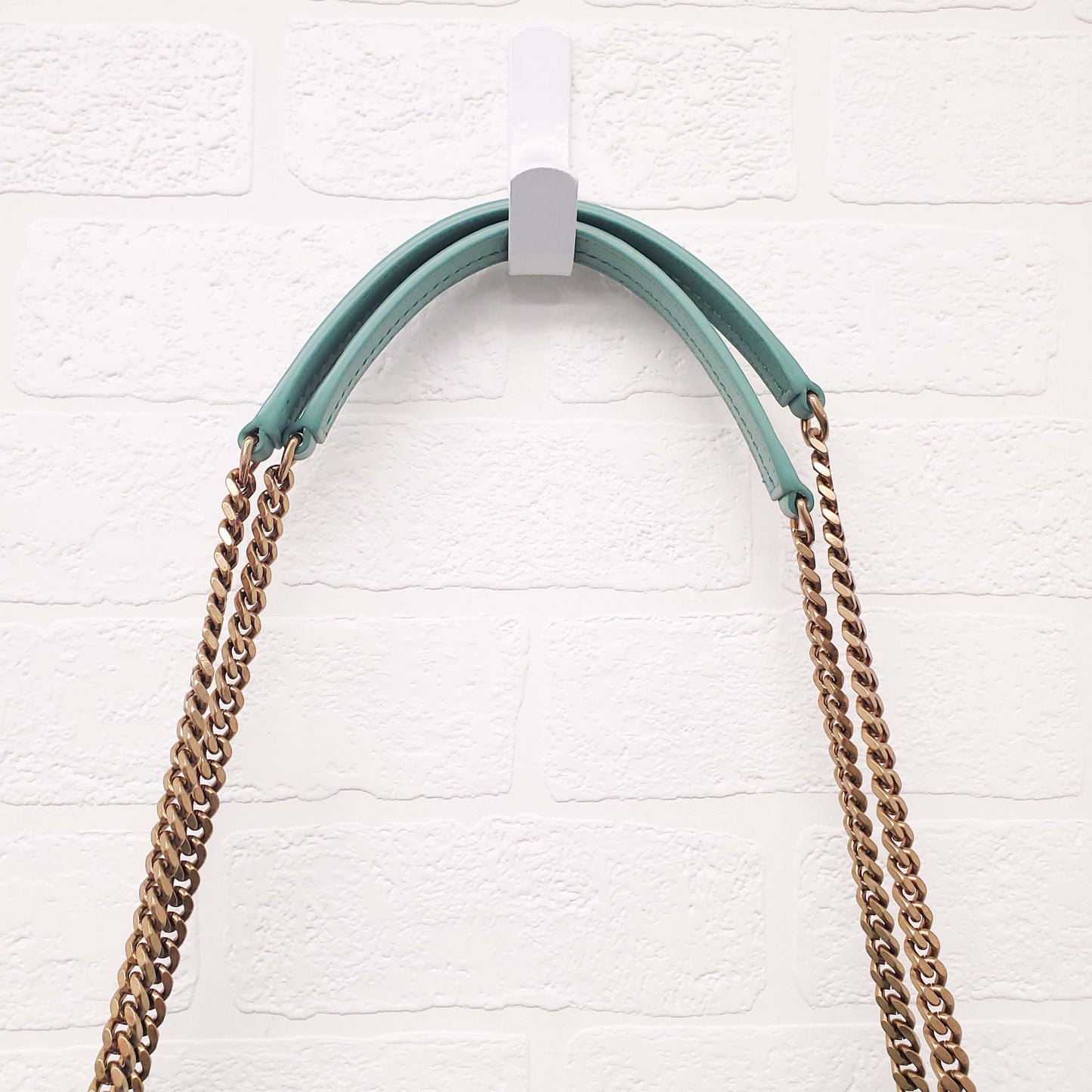 SAINT LAURENT SHEARLING MINT PUFFER BAG