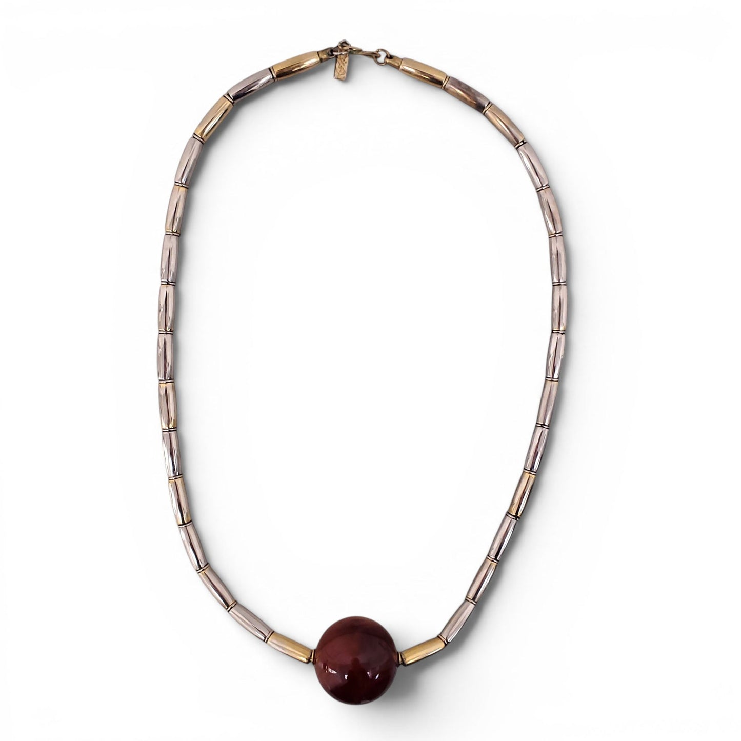 SAINT LAURENT VINTAGE NECKLACE WITH RED SPHERE DETAIL