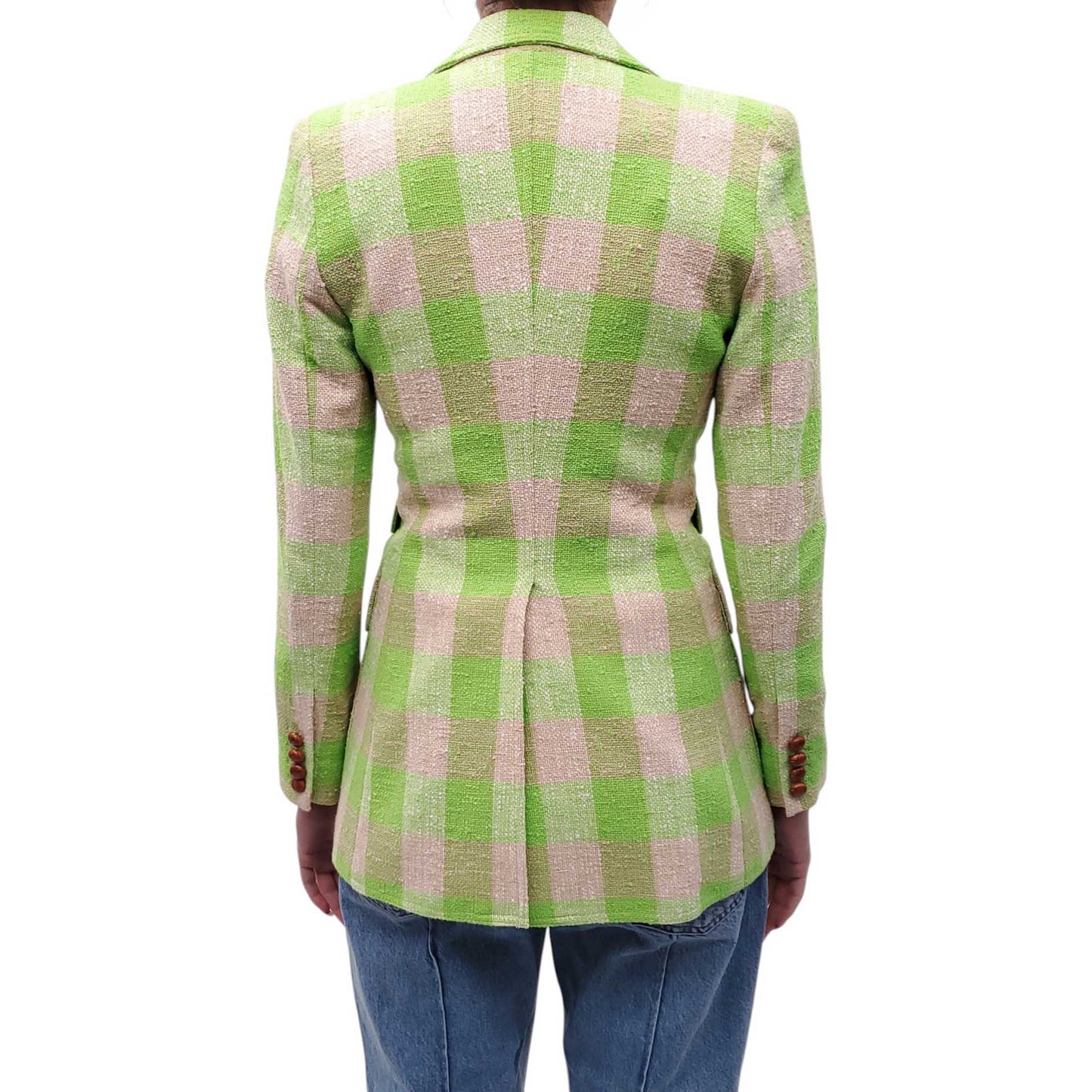 SMYTHE LIME CHECKED 'BIRKIN' BLAZER - SIZE 2