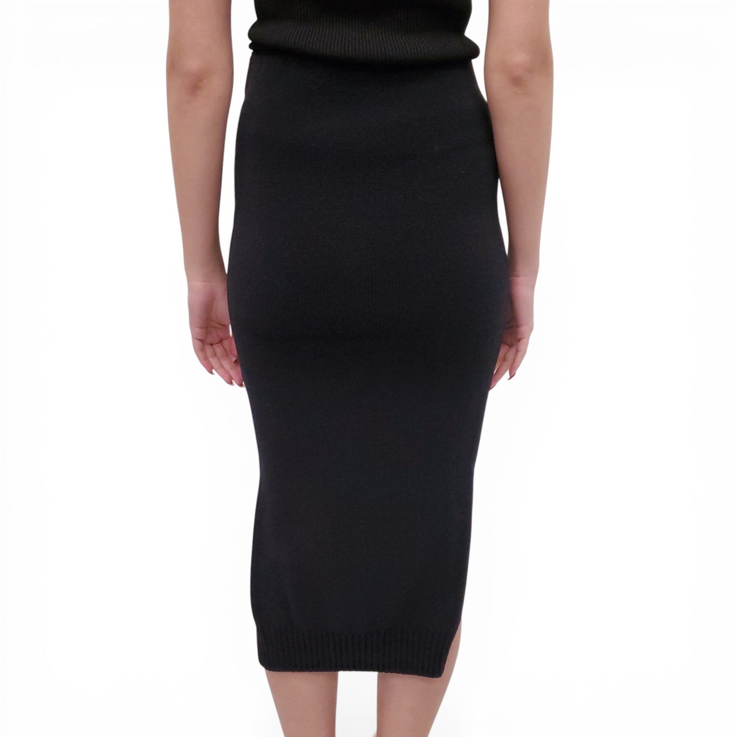 SPORTMAX BLACK COTTON BLEND KNIT SKIRT - SIZE M