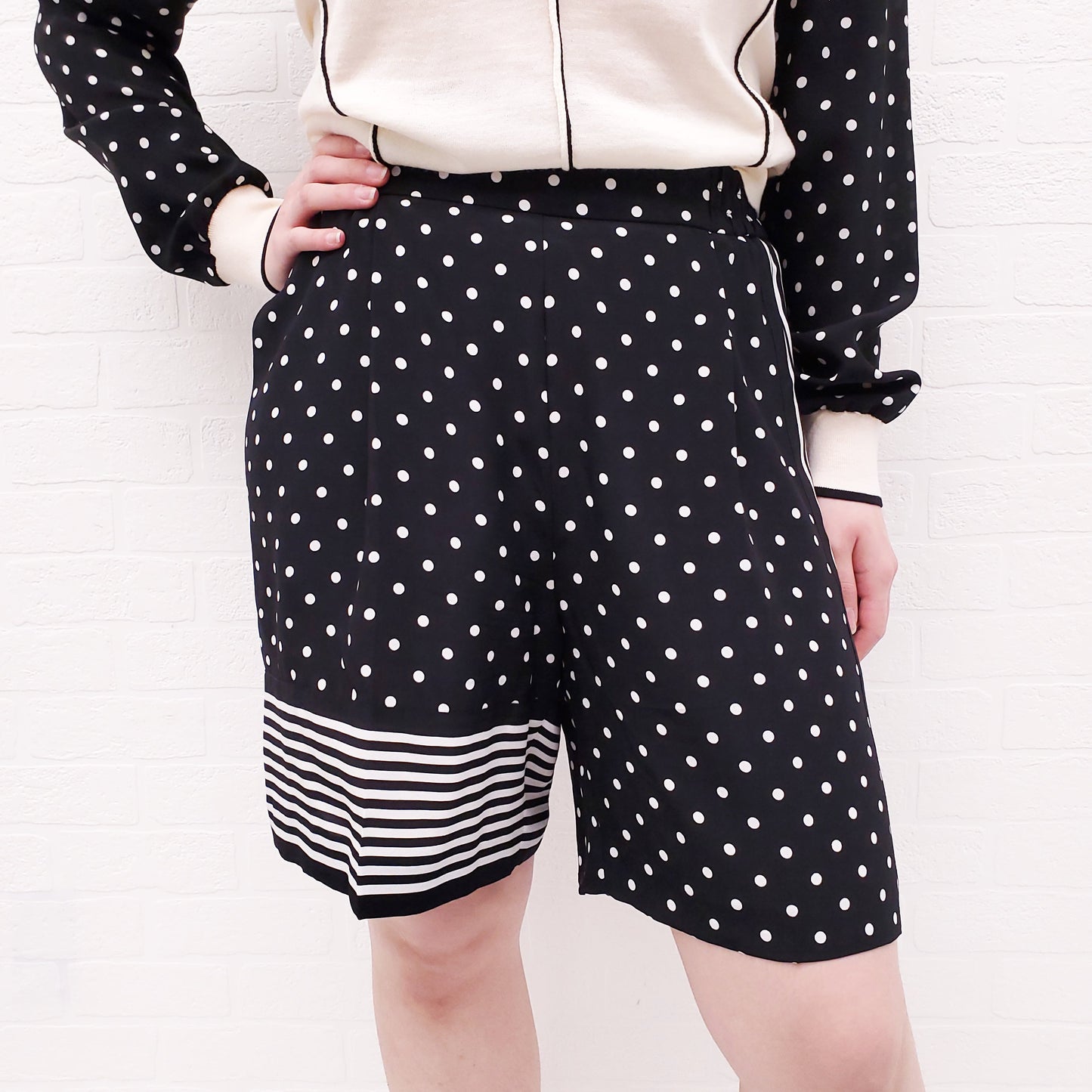 STELLA MCCARTNEY CREAM AND BLACK POLKA DOT 2-PIECE SET - SIZE 36/38
