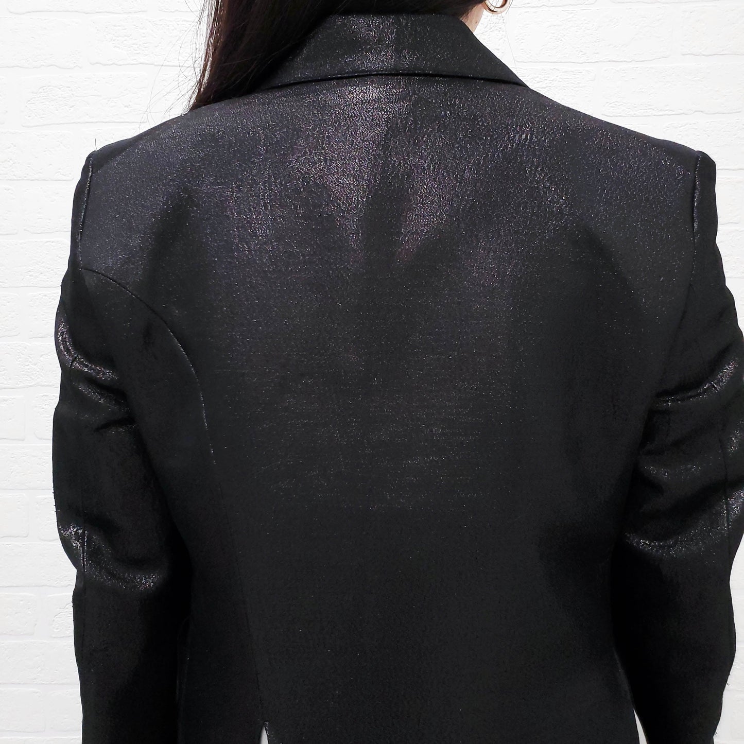 SULVAM BLACK OVERSIZED SPARKLE LAYERED BLAZER - SIZE S