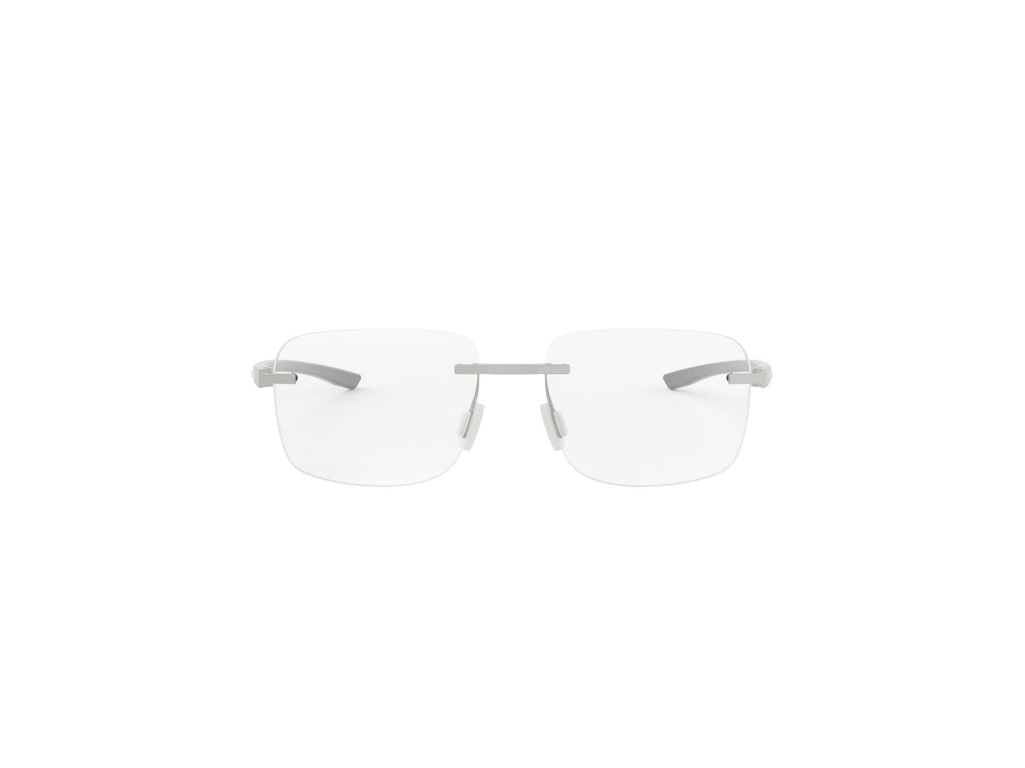 Matte Silver Square Metal Eyeglasses
