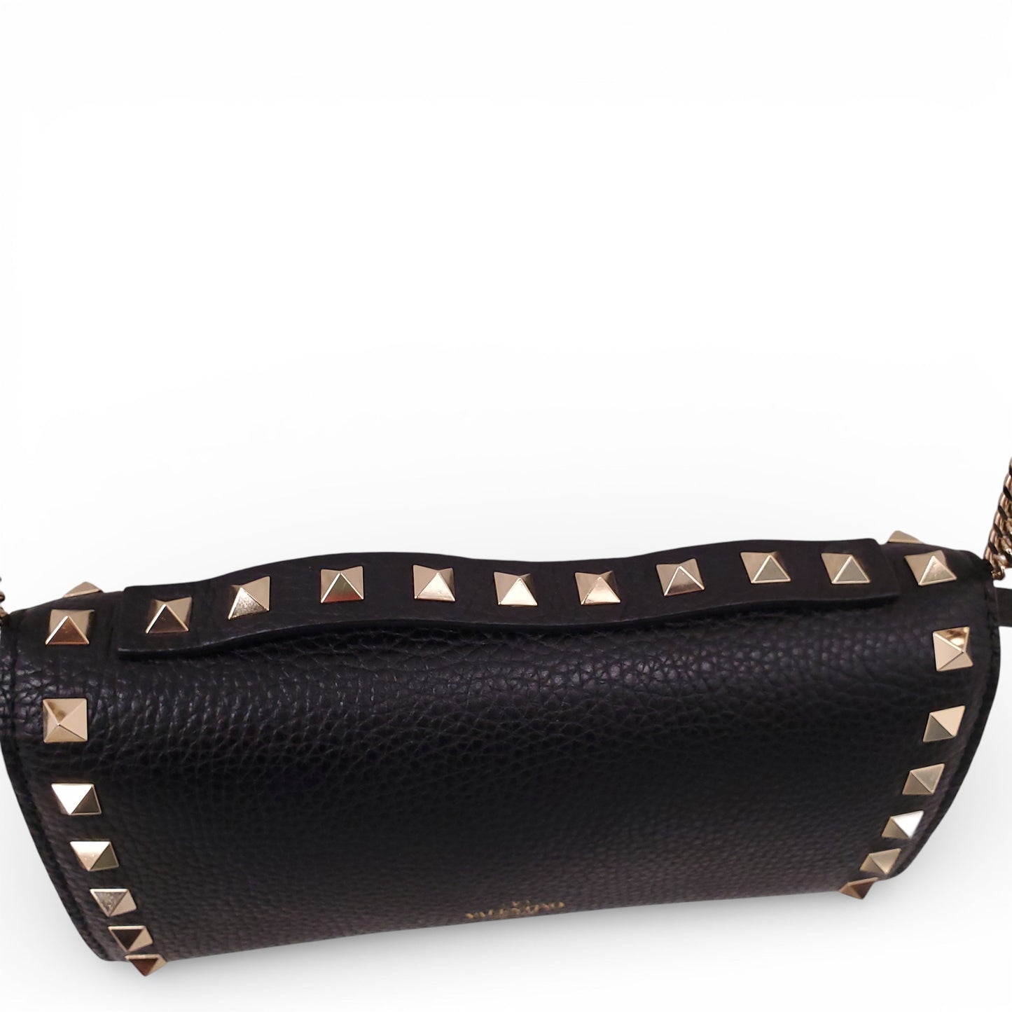VALENTINO BLACK ROCKSTUD WALLET ON CHAIN