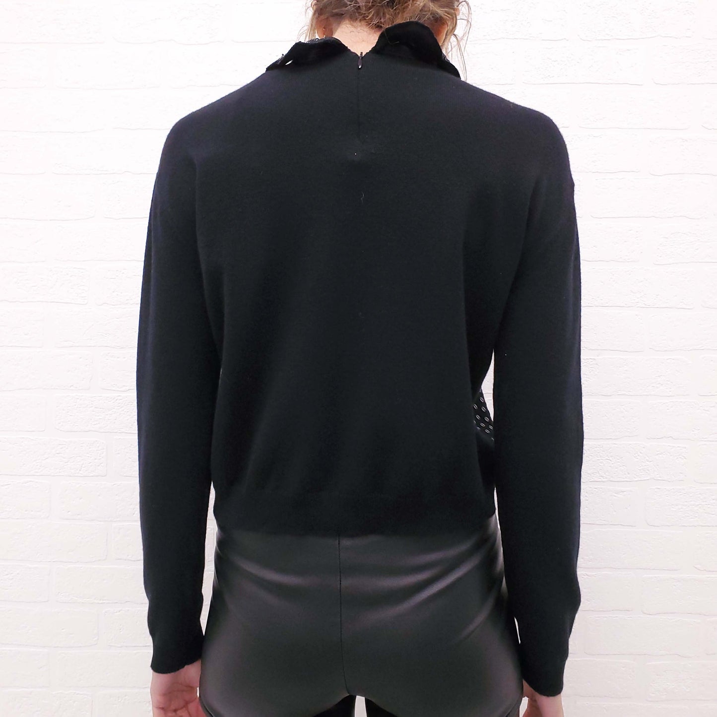 VALENTINO BLACK WOOL SWEATER WITH SEQUIN - SIZE S