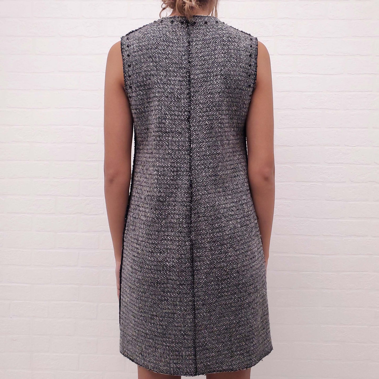 VALENTINO TWEED DRESS WITH BLACK GROMMETS - SIZE 8