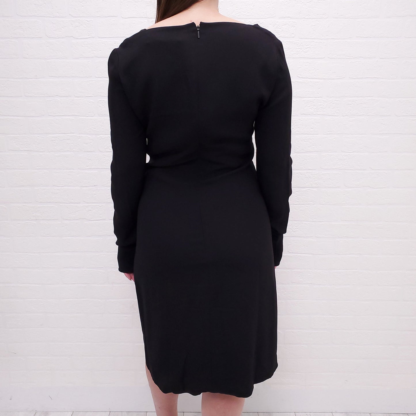 VERSACE BLACK GOLD PIN MEDUSA DRESS - SIZE 42