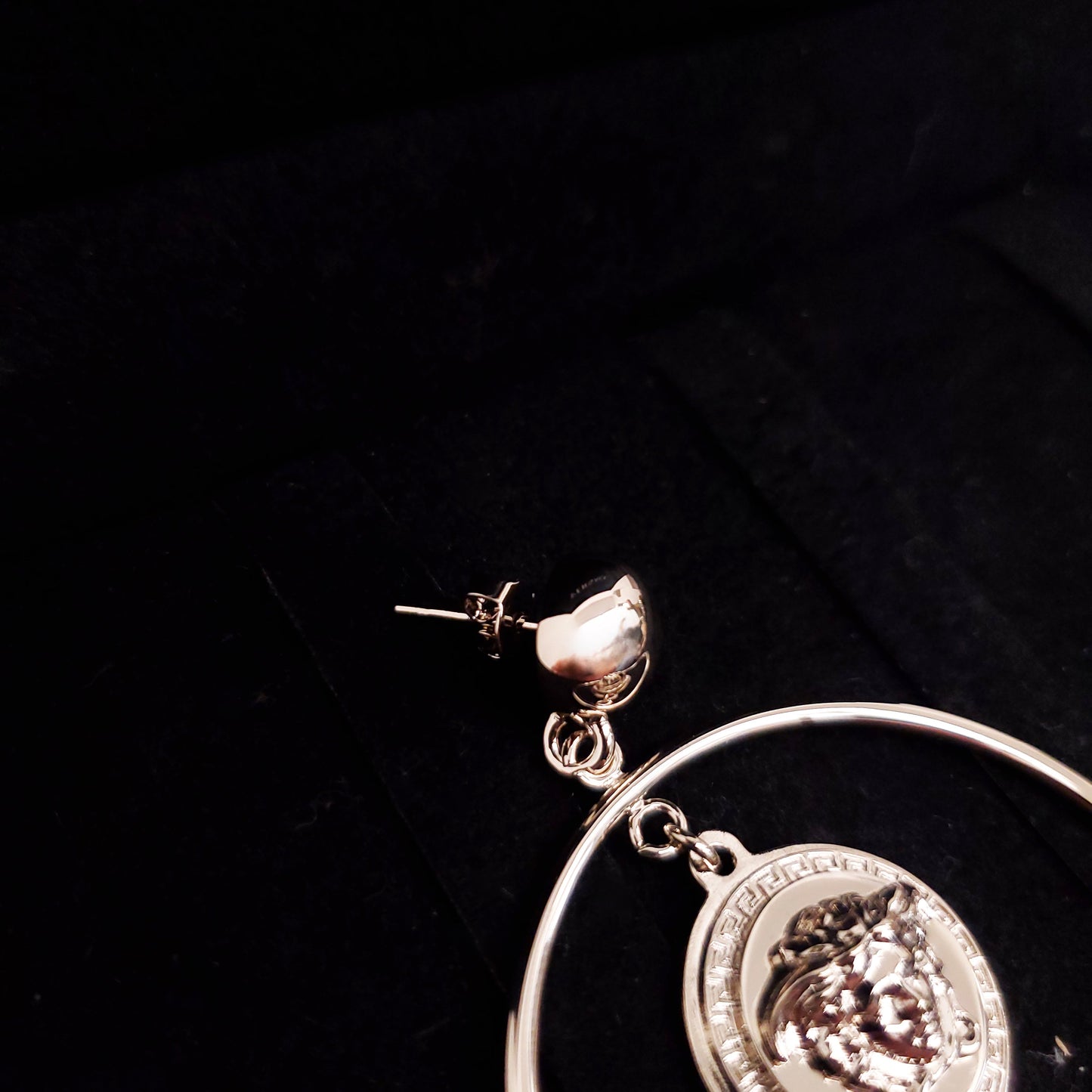 VERSACE ELECTRUM HOOP EARRINGS WITH MEDUSA EMBLEM