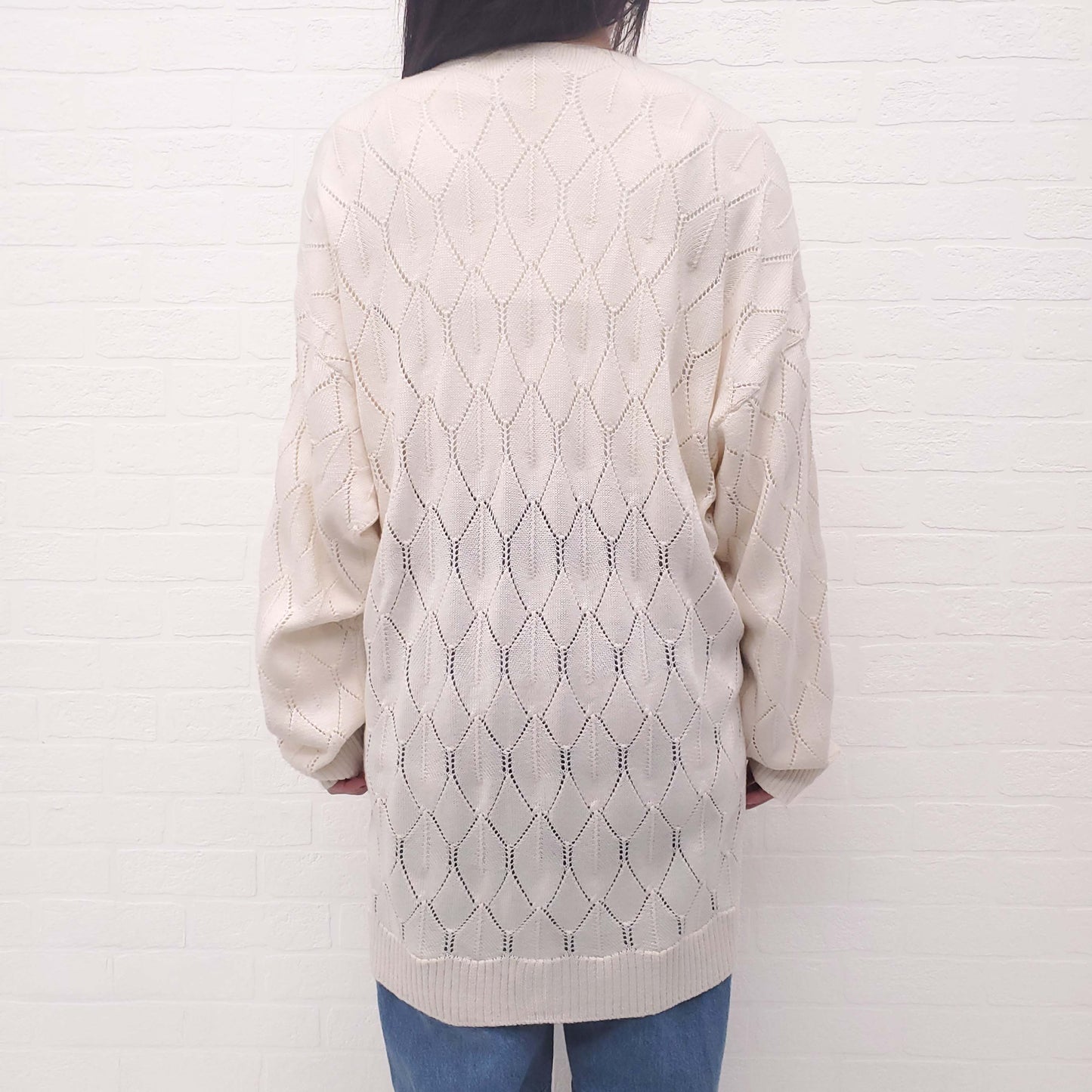 Y/PROJECT CREAM KNIT CARDIGAN WITH BUILT IN BUSTIER - SIZE M