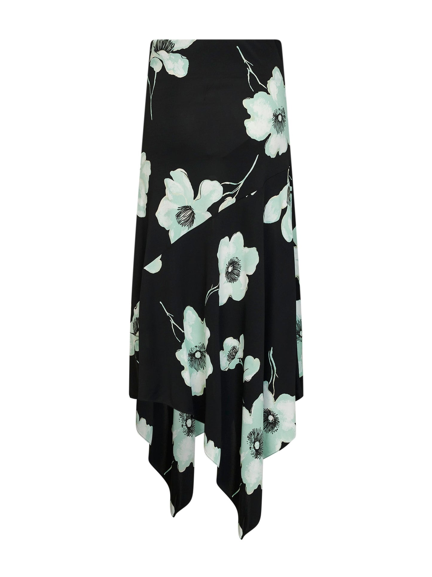 Alaïa Women Black And Aqua Printed Jersey Asymmetric Midi Skirt