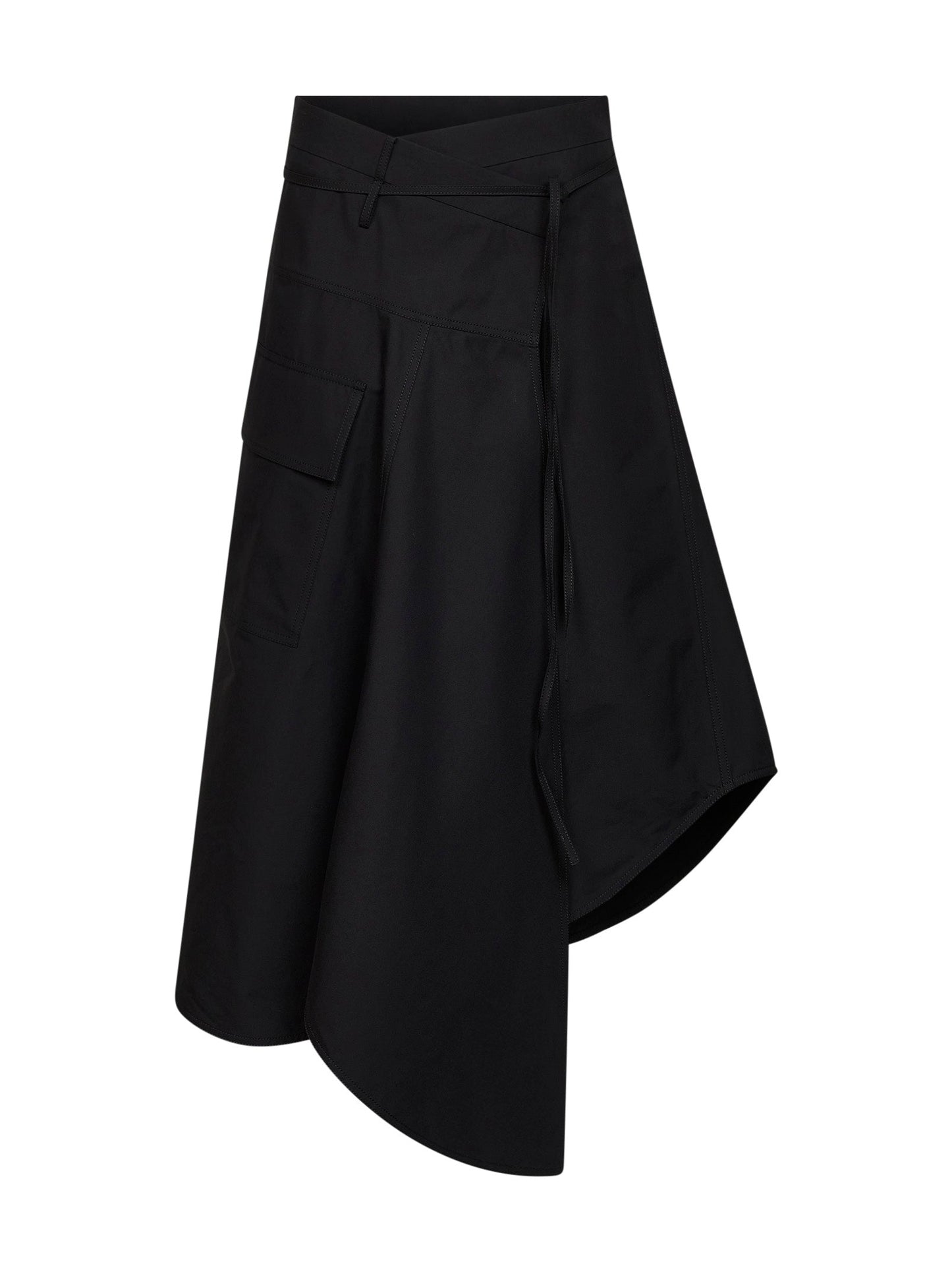 Bottega Veneta Women Black Compact Cotton Canvas Long Asymmetric Skirt
