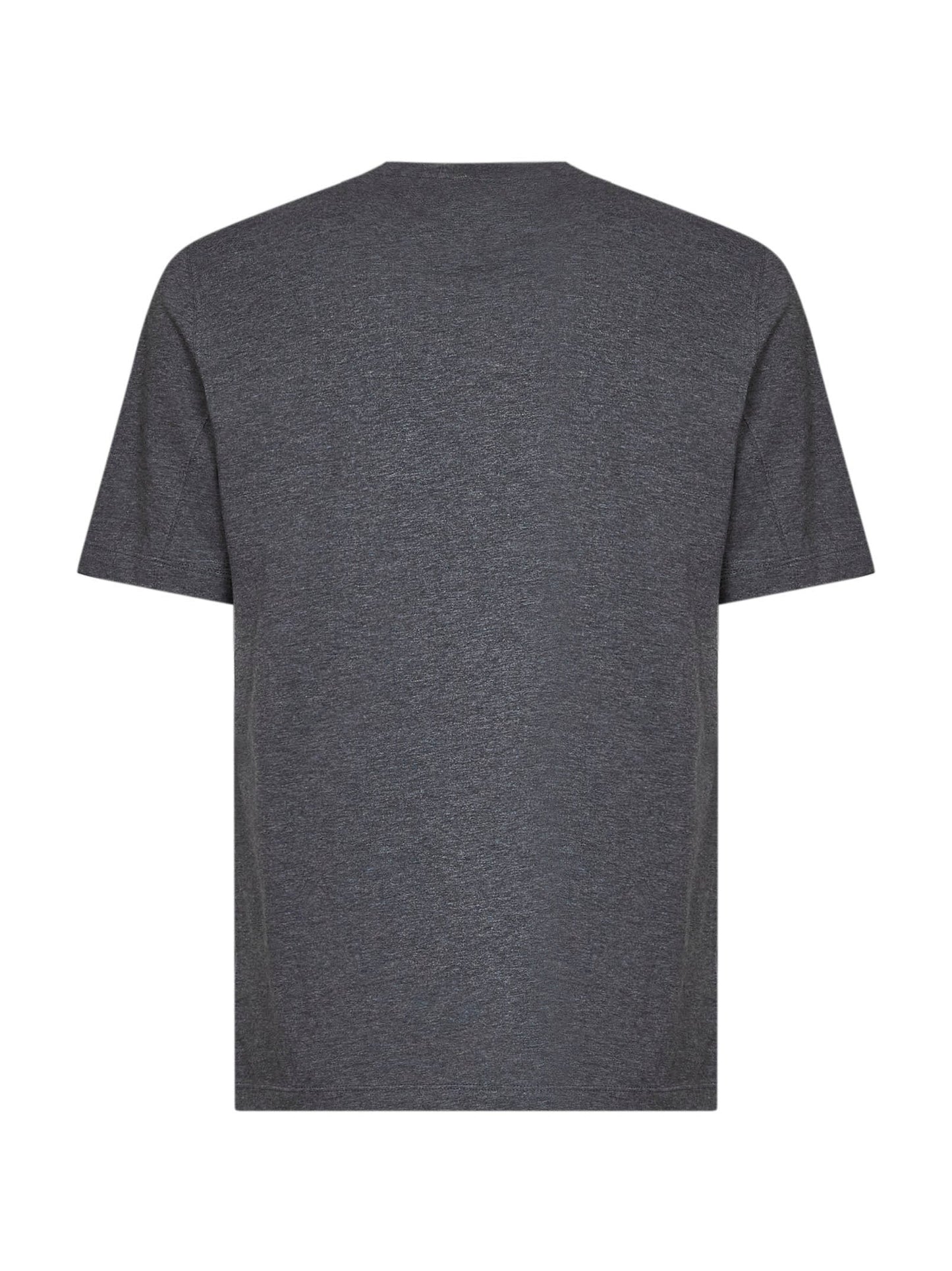 Brunello Cucinelli Men Lead Grey Cotton Jersey Logo Crewneck T-Shirt