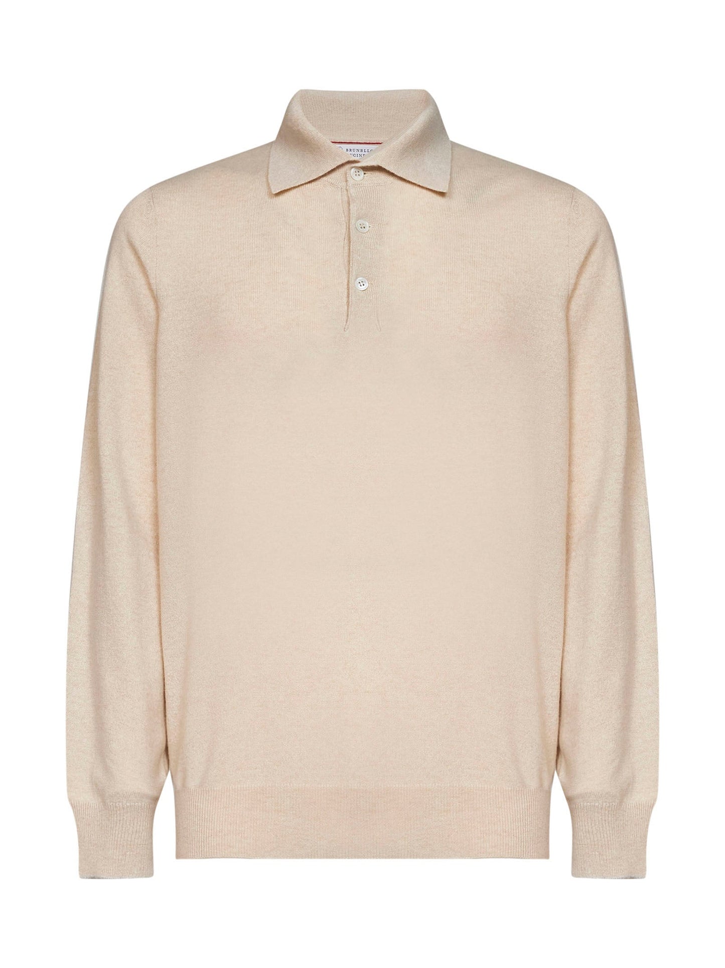 Brunello Cucinelli Men Champagne Cashmere Knit Polo Shirt