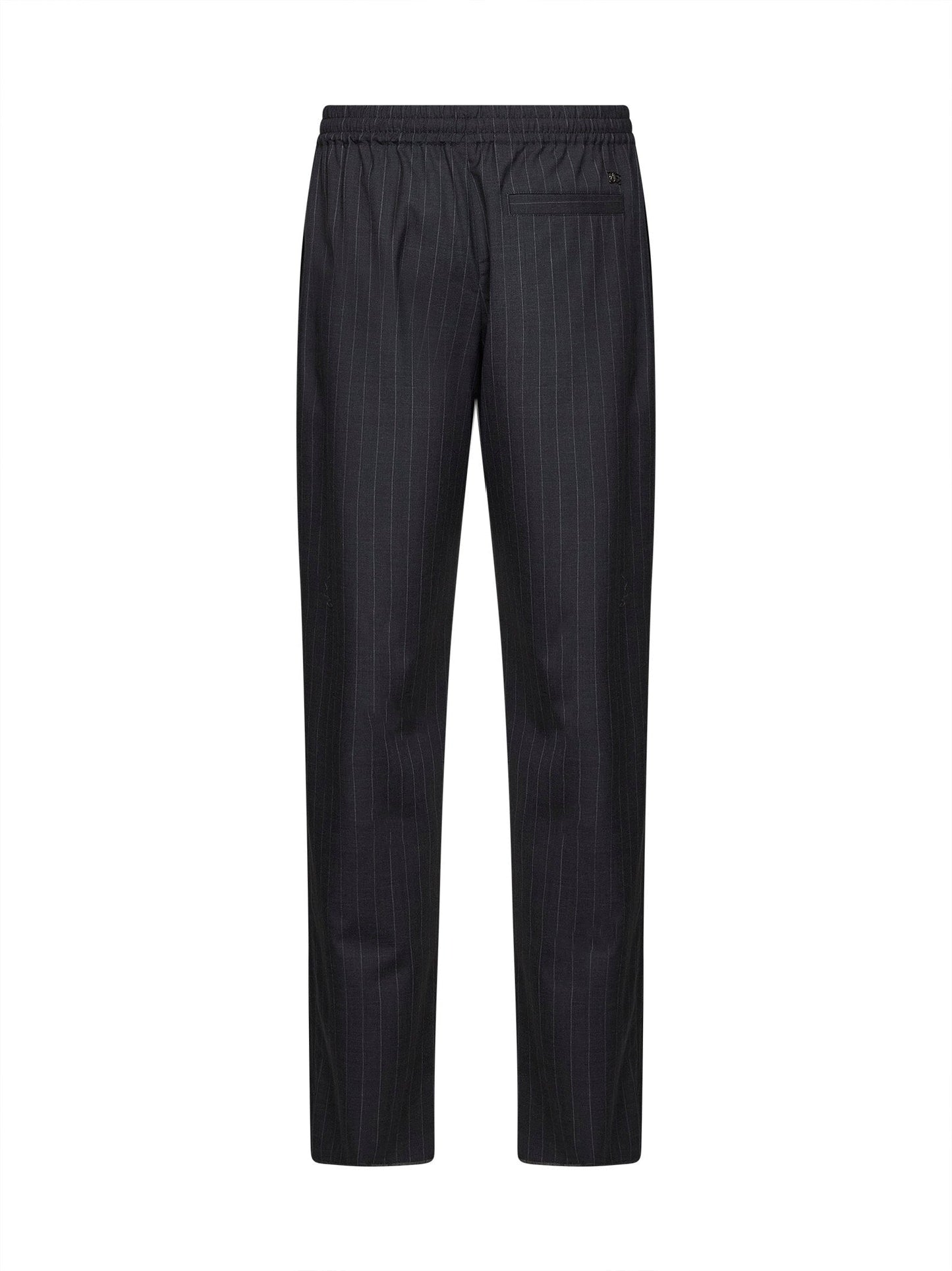 Burberry Men Iron Grey Pinstriped Wool Track Trousers