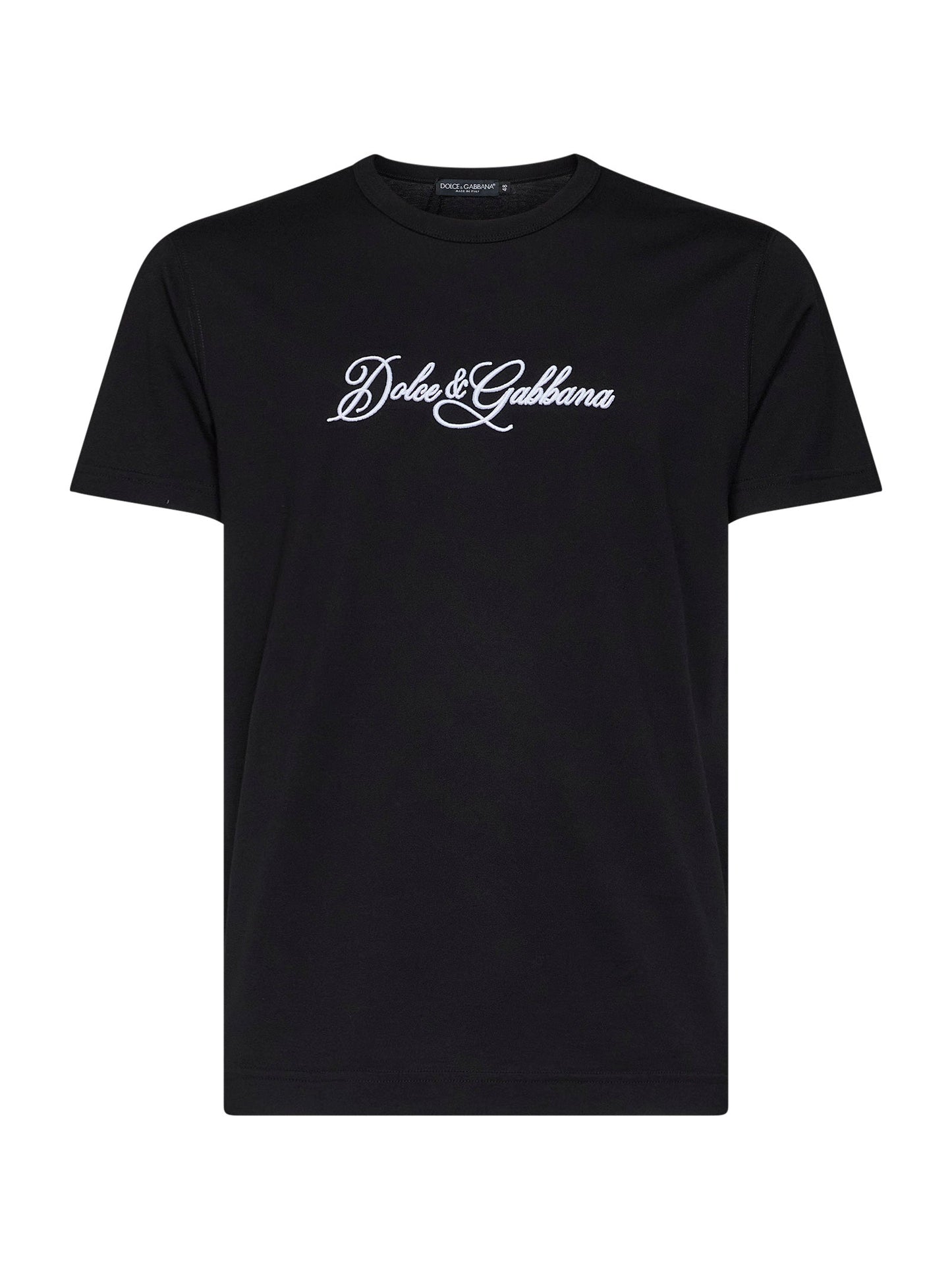 Dolce & Gabbana Men Black Cotton Jersey Embroidered T-Shirt