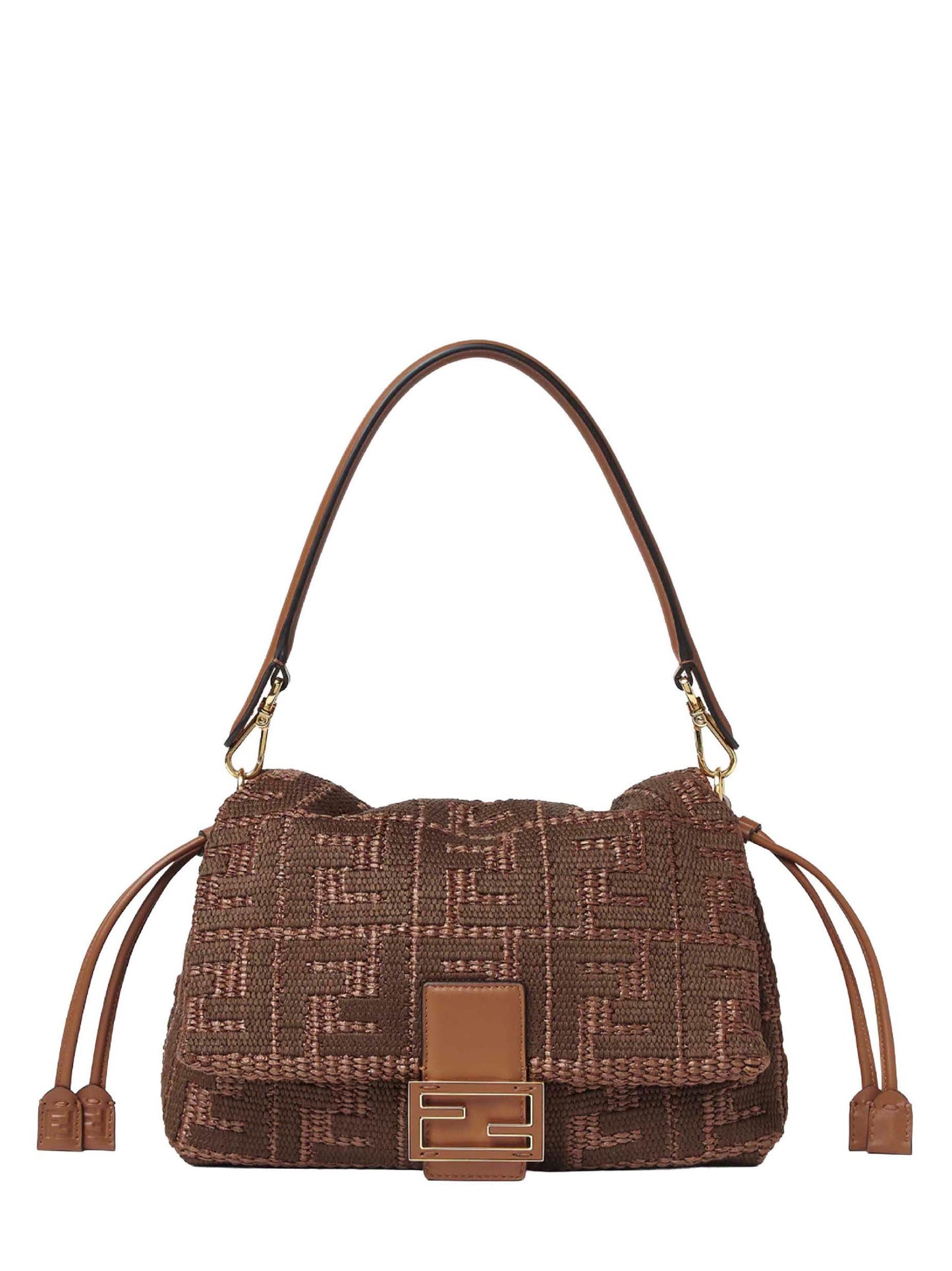 Fendi Women Sellier Brown Medium Baguette Mamma Bag