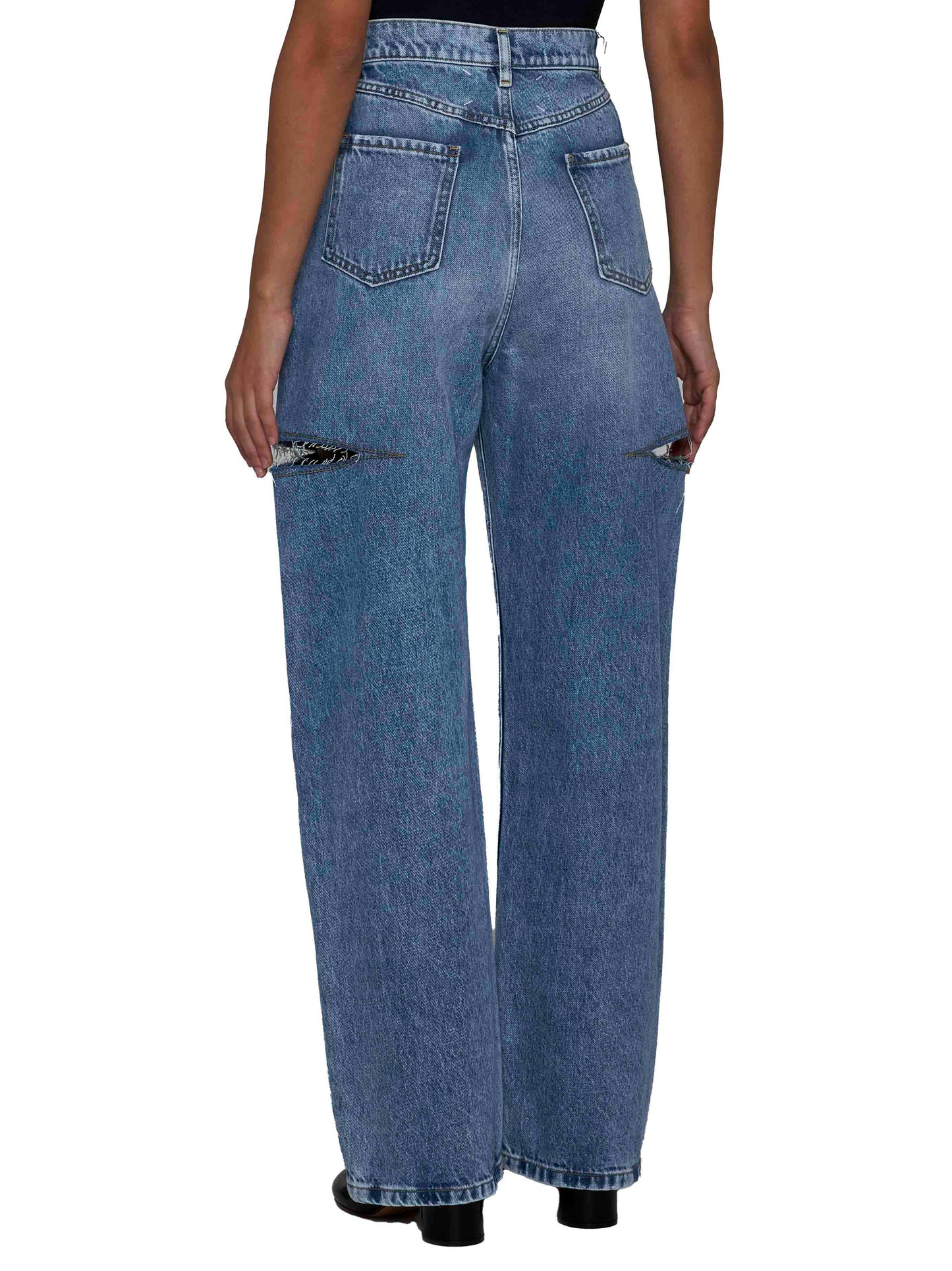 Maison Margiela Women High-Waisted Wide-Leg Cut-Out Jeans