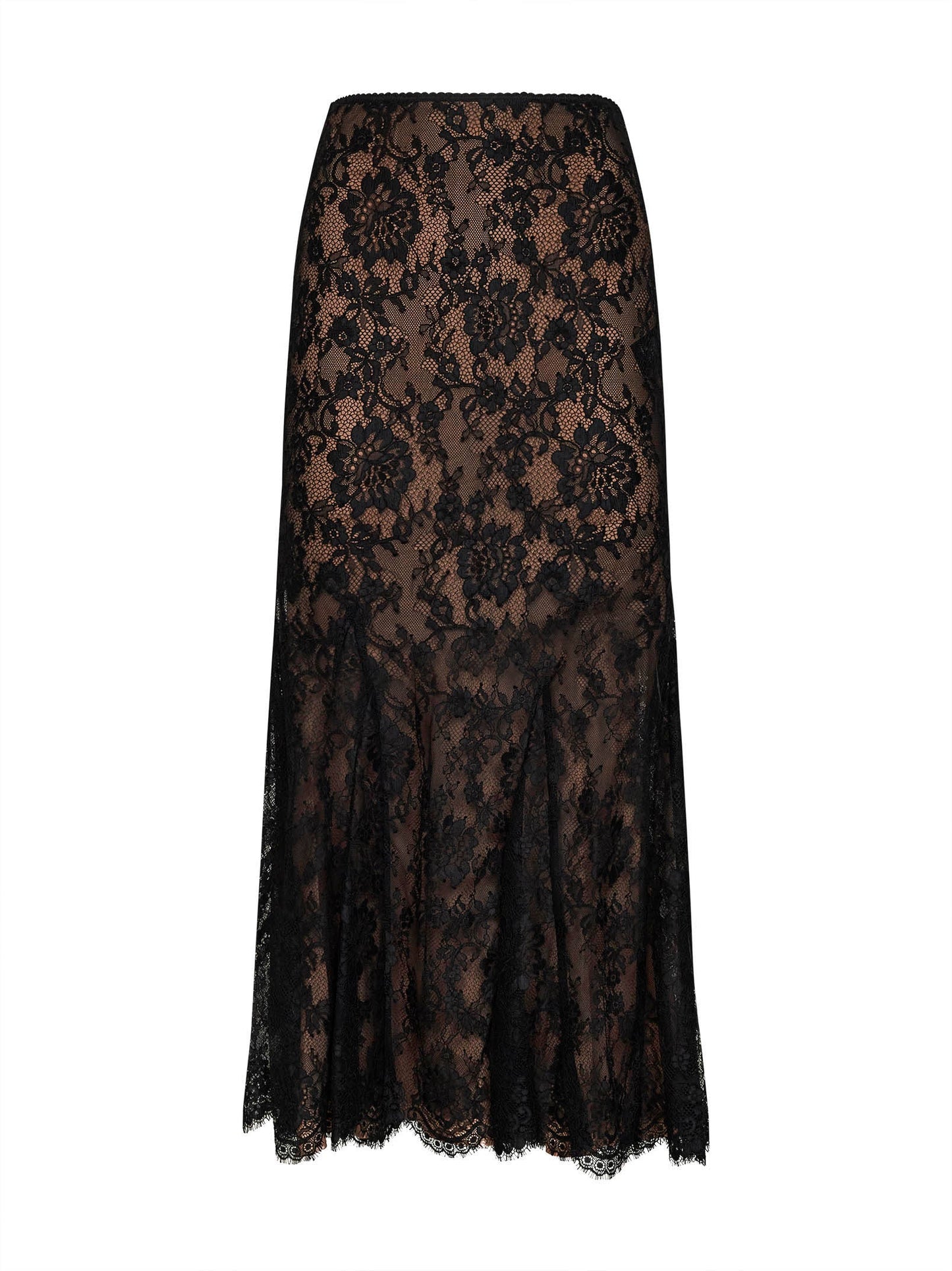 Self Portrait Women Black Lace Midi Skirt