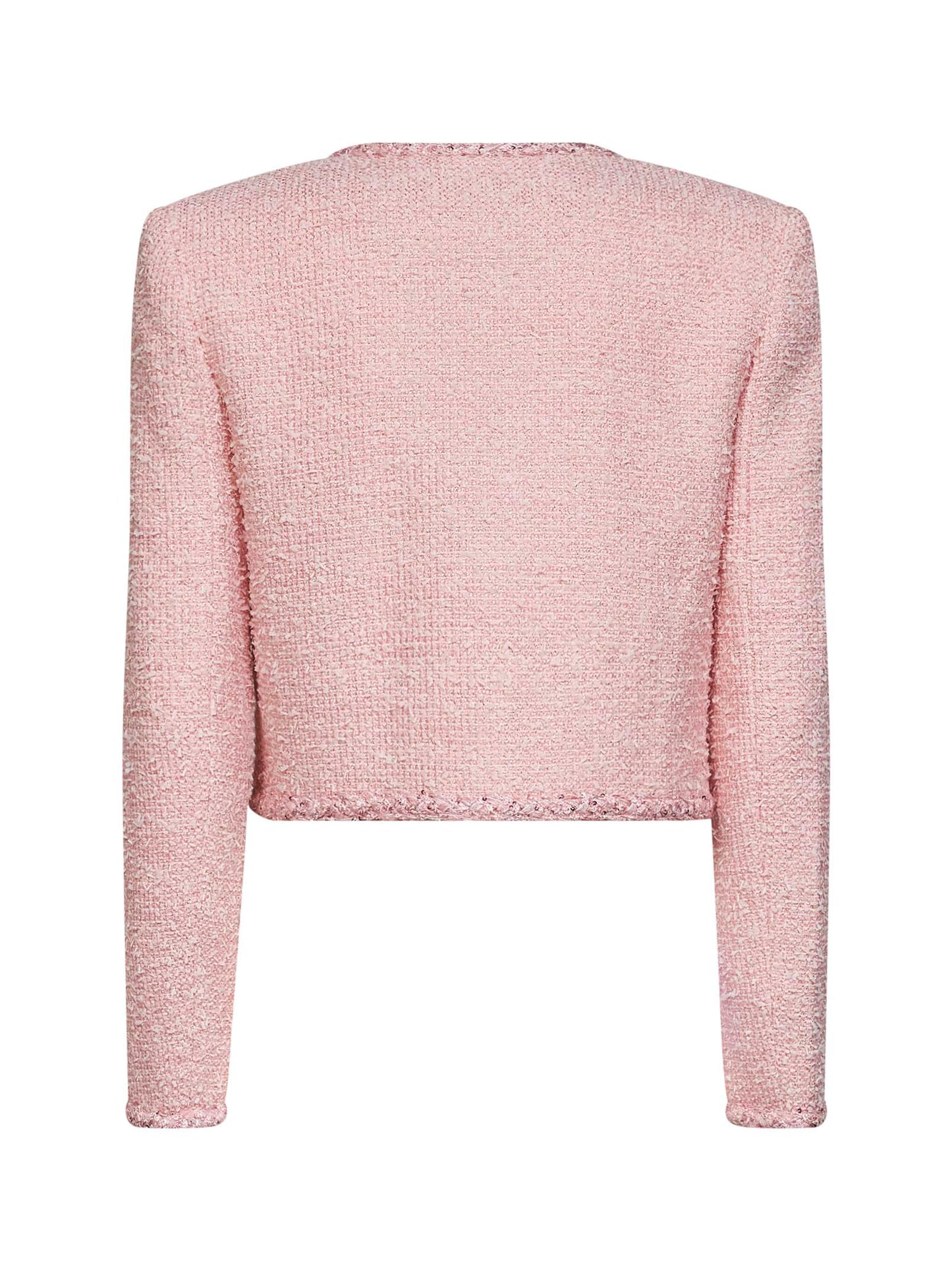 Self Portrait Women Pink Bouclé Jacket With Braided Trimmings