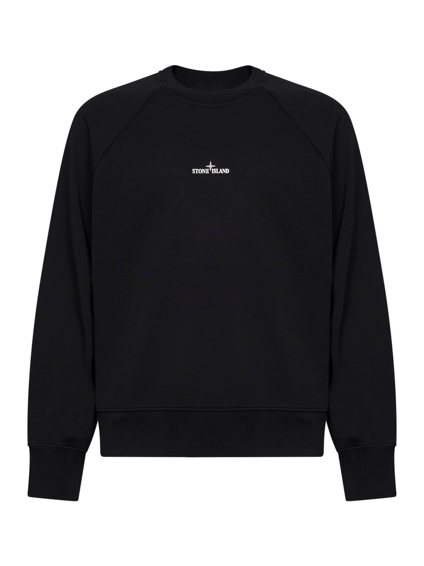 Stone Island Men Black Cotton Crewneck Sweatshirt With Compass Print