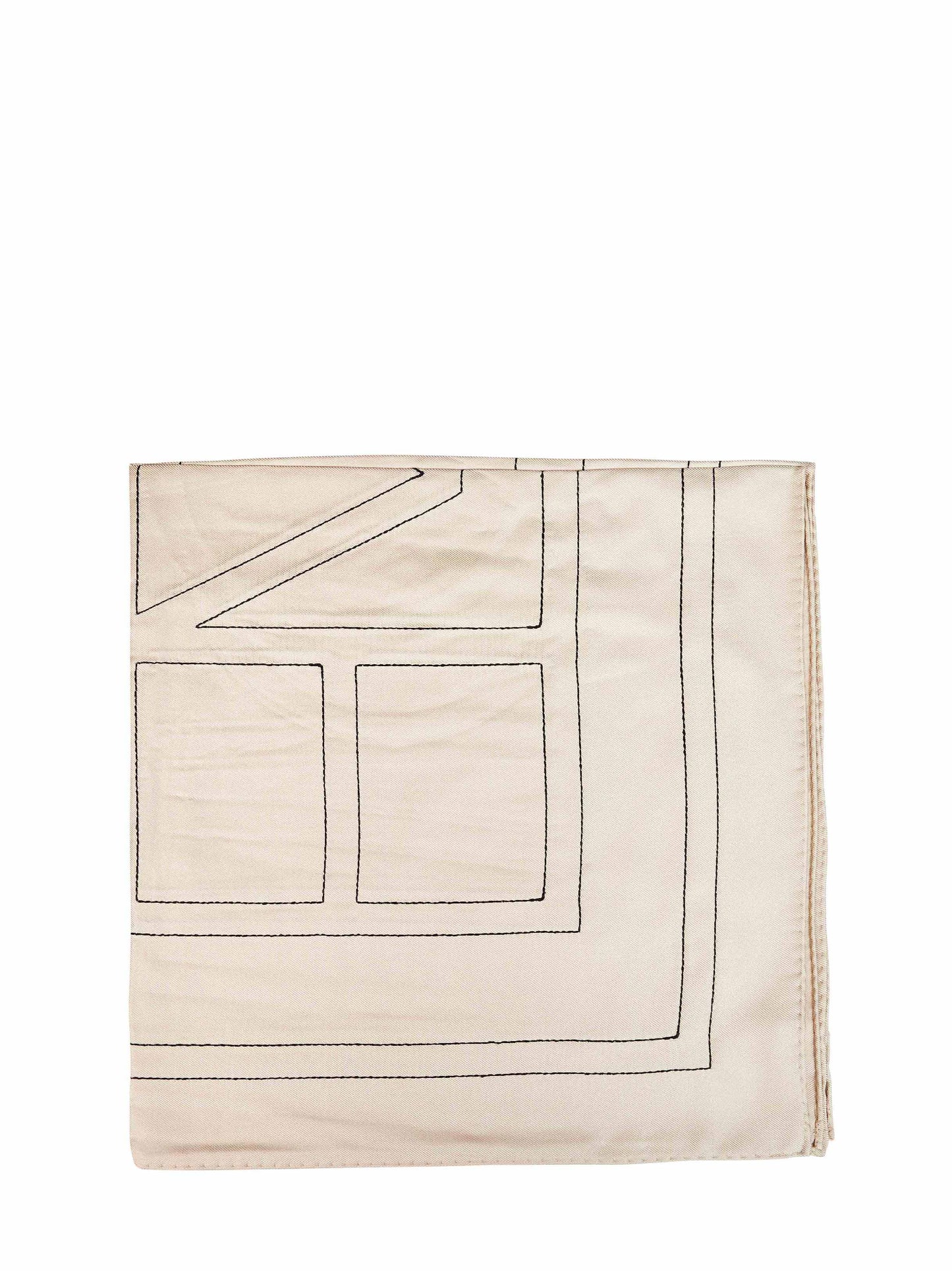 Toteme Women Ivory Silk Embroidered Monogram Scarf