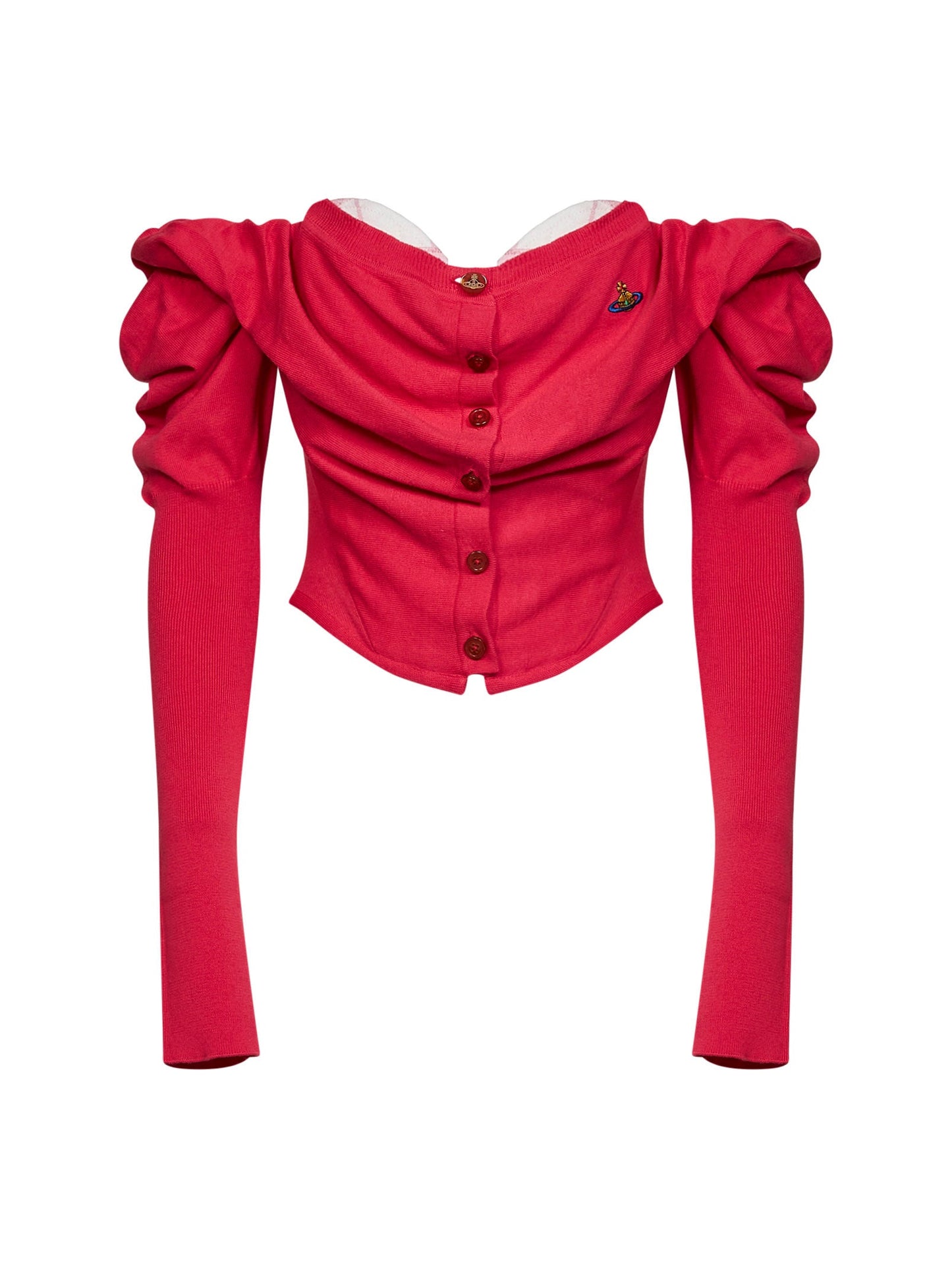 Vivienne Westwood Women Raspberry Knit Bea Corset Draped Cardigan