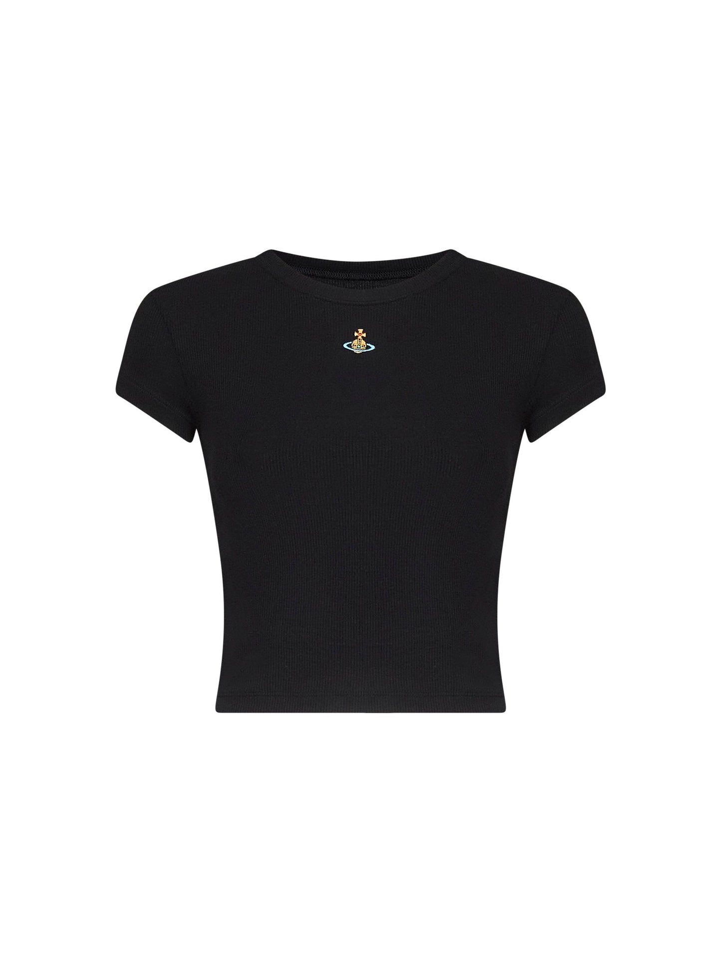 Vivienne Westwood Women Black Ribbed Jersey Baby Peru Cropped T-Shirt