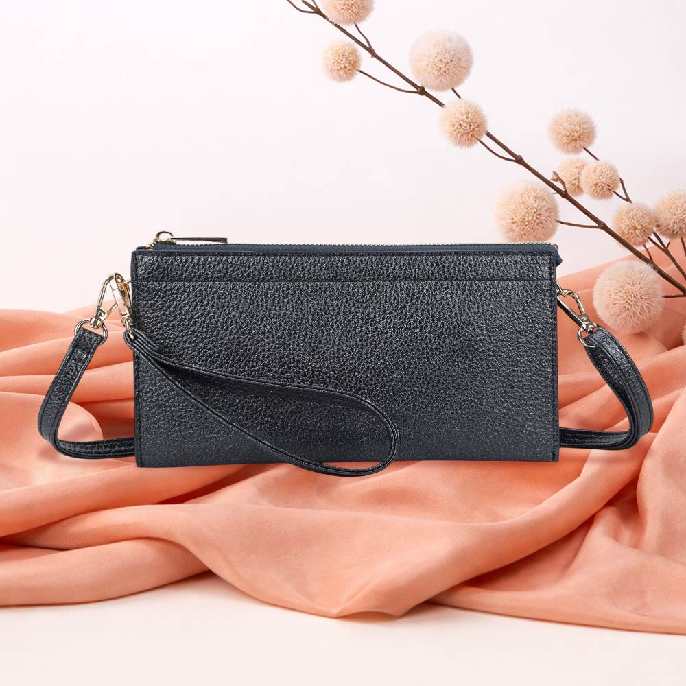 Faux Leather Slim Wallet Crossbody Bag