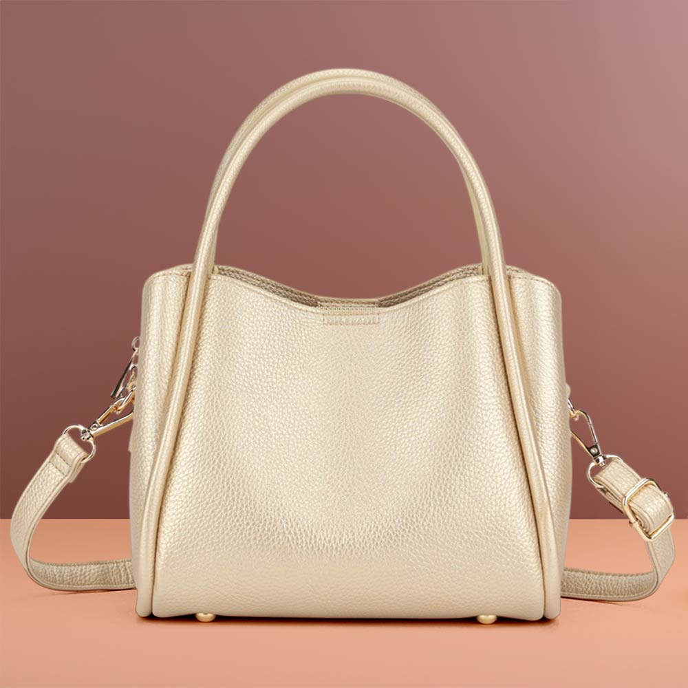 Faux Leather Structured Top Handle Crossbody Handbag