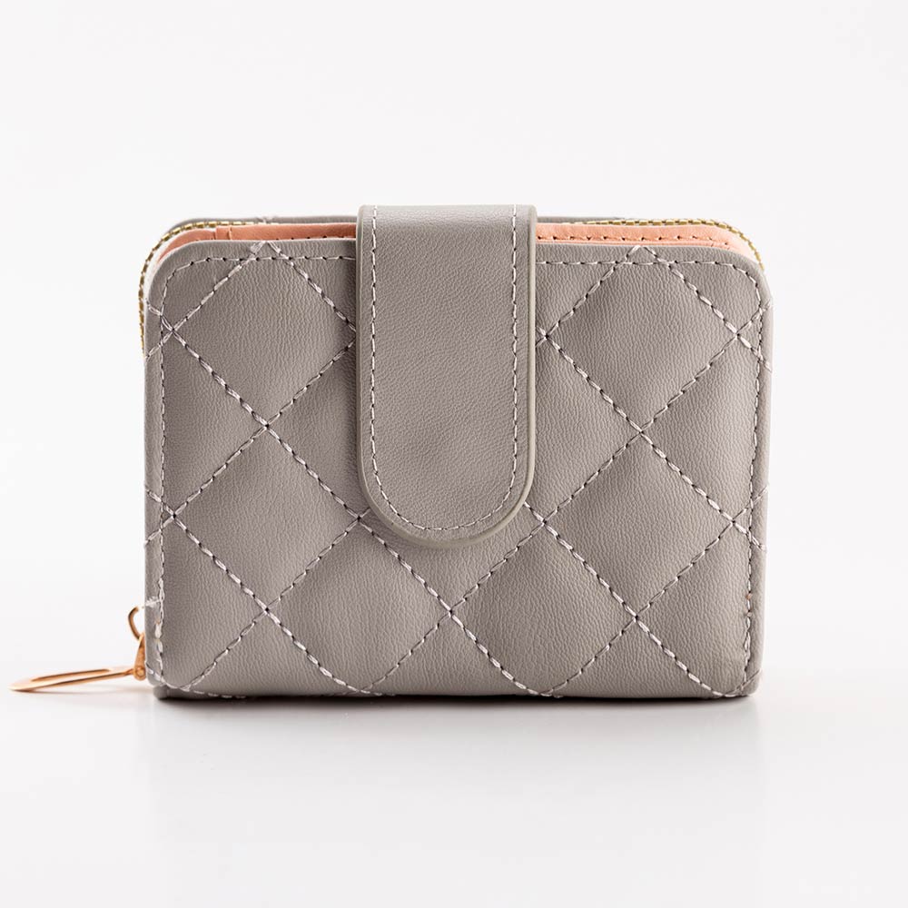 Faux Leather Compact Quilted Card Organizer Wallet