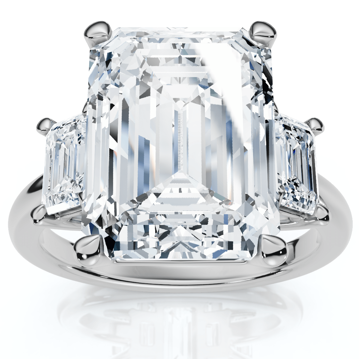 Certified 6 3/4Ct Rachel Emerald Cut Diamond Engagement Ring 14k Gold