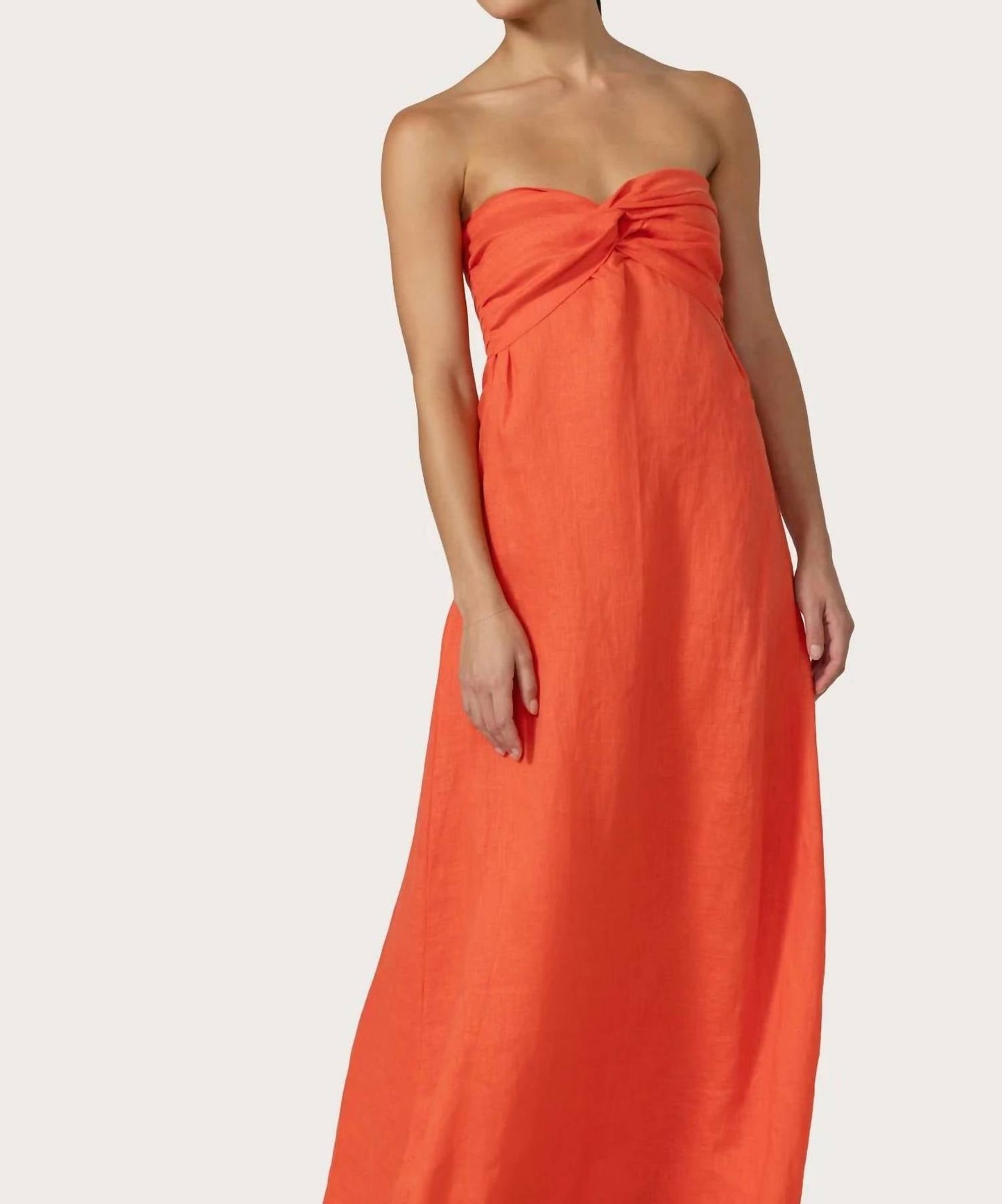 Melody Linen Maxi Dress In Salsa Coral