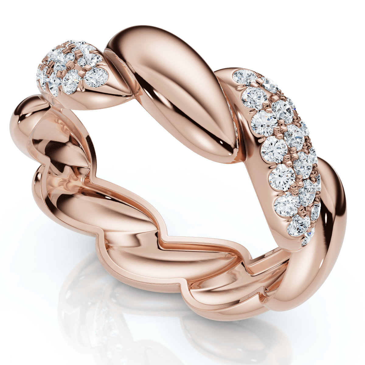 Women's Stackable Diamond Rope Anniversary Ring 14k Gold or Platinum Lab Grown