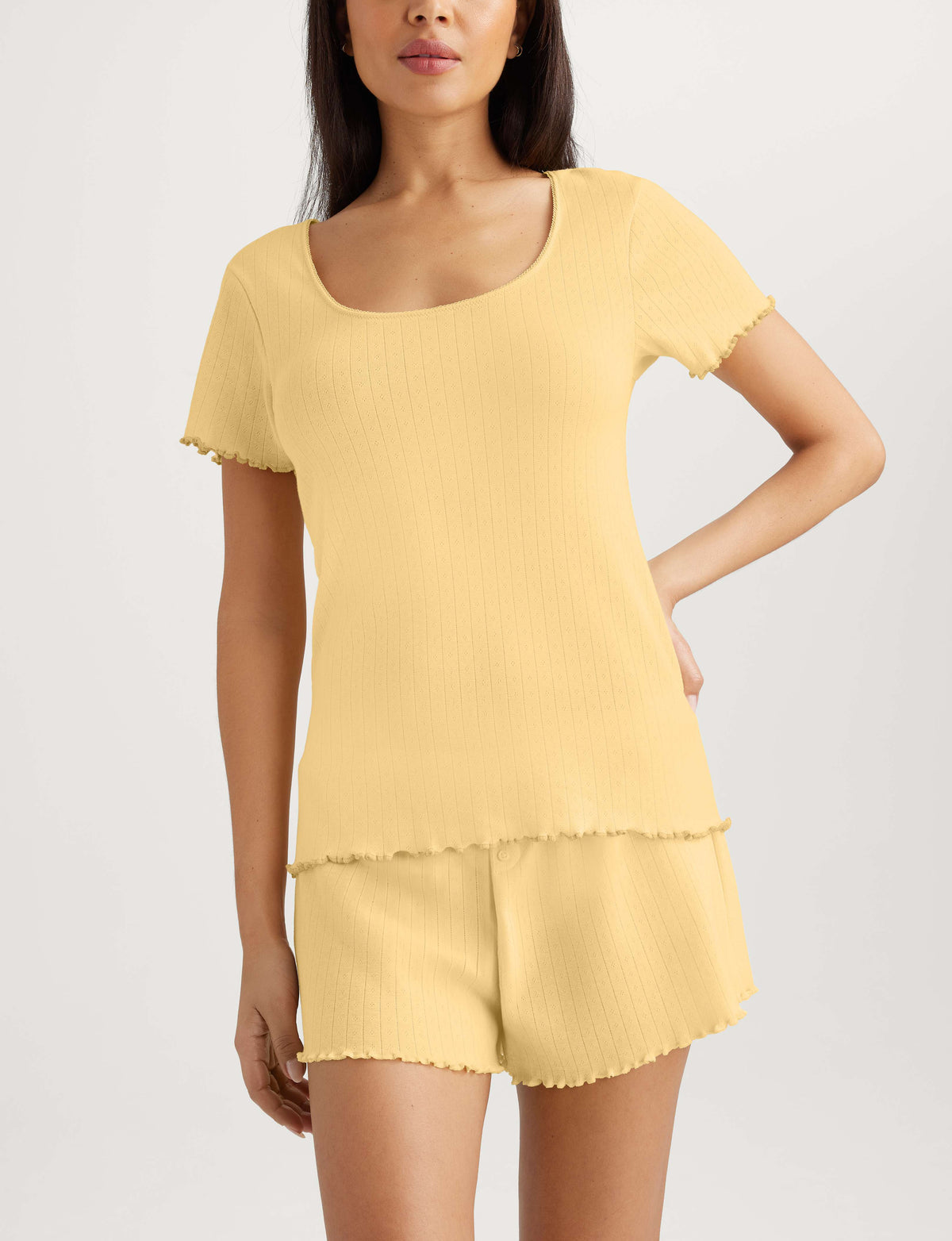 Women's Cotton Pointelle Rib T-Shirt