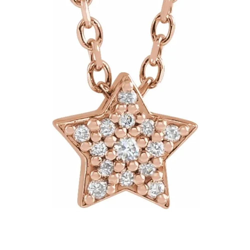 Dainty Diamond Star Pendant in 14k White, Yellow, or Rose Gold Necklace