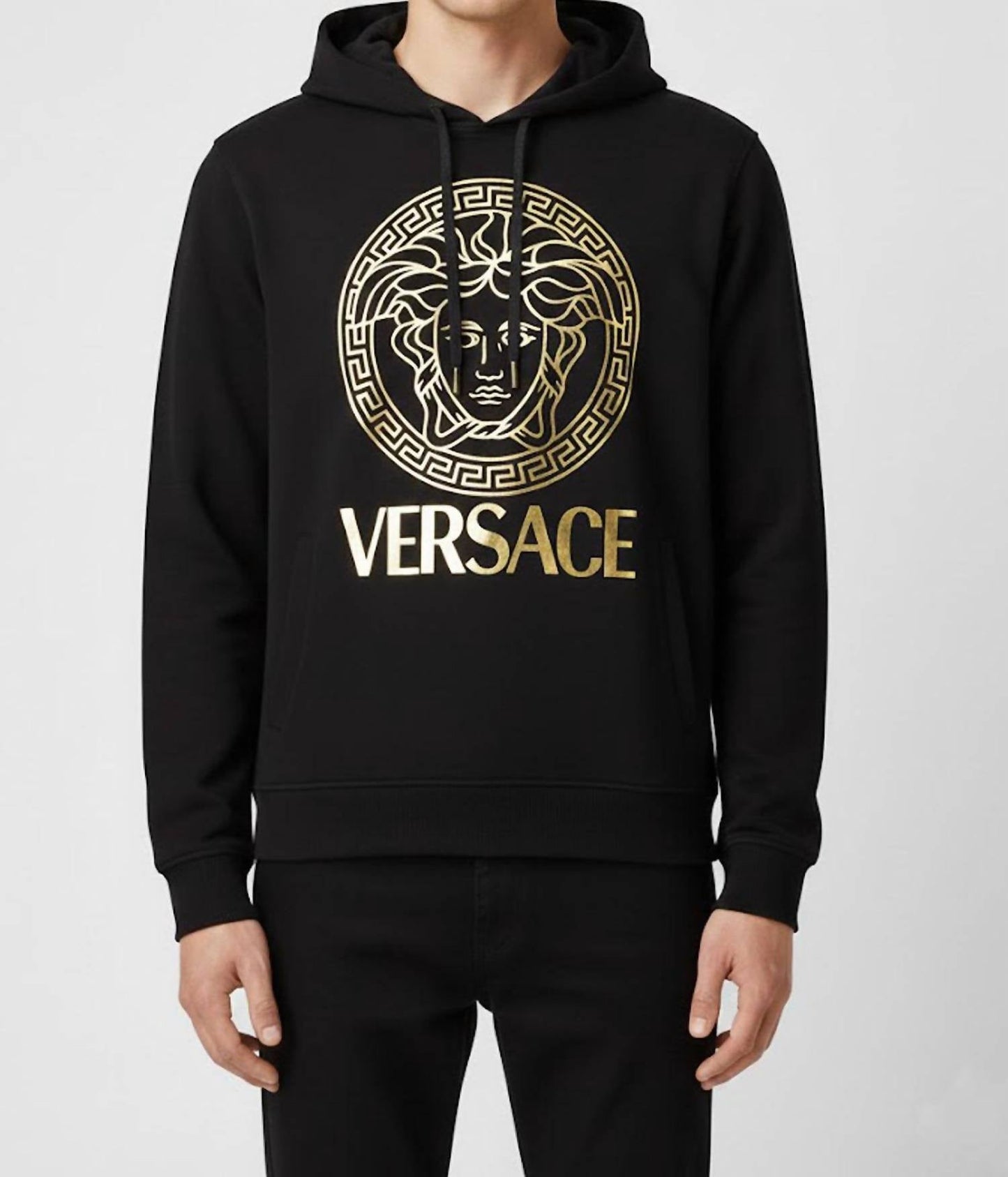 Medusa Cotton Hoodie In Black