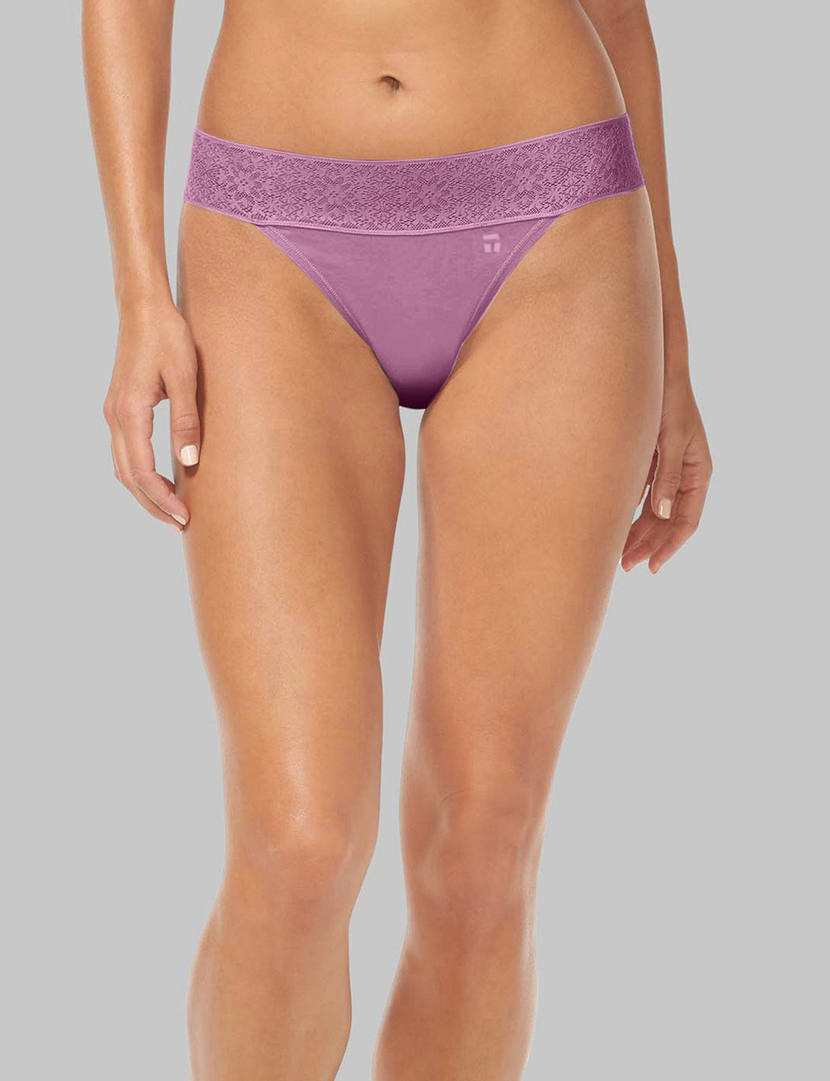 Women's Cool Cotton Thong, Lace Waist