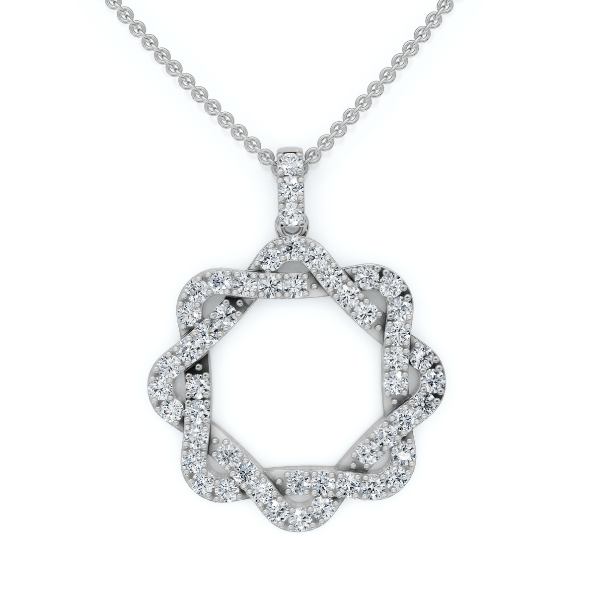 1Ct Intertwined Circle Diamond Pendant Women's Gold Necklace Lab Grown