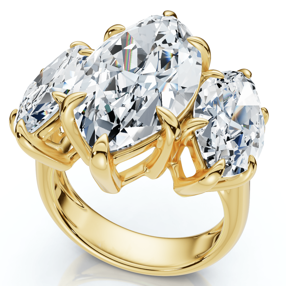 Certified 10Ct Marquise Diamond Engagement Ring 3-Stone 14k Gold or Pt Lab Grown