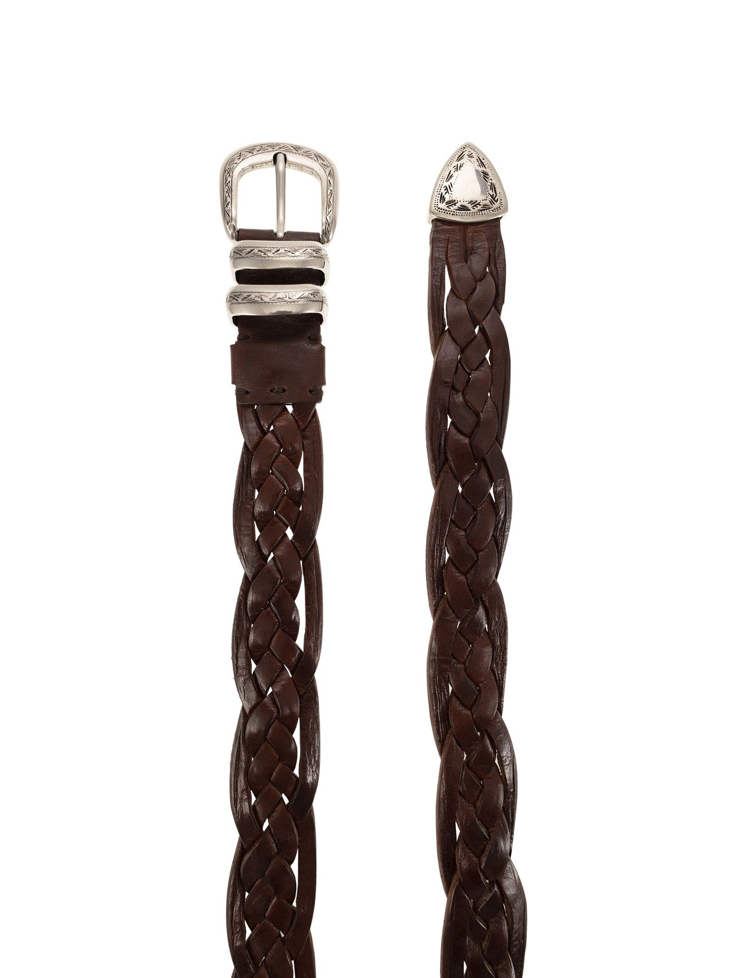 Brunello Cucinelli Men Braided Calfskin Belt With Detailed Buckle And Tip