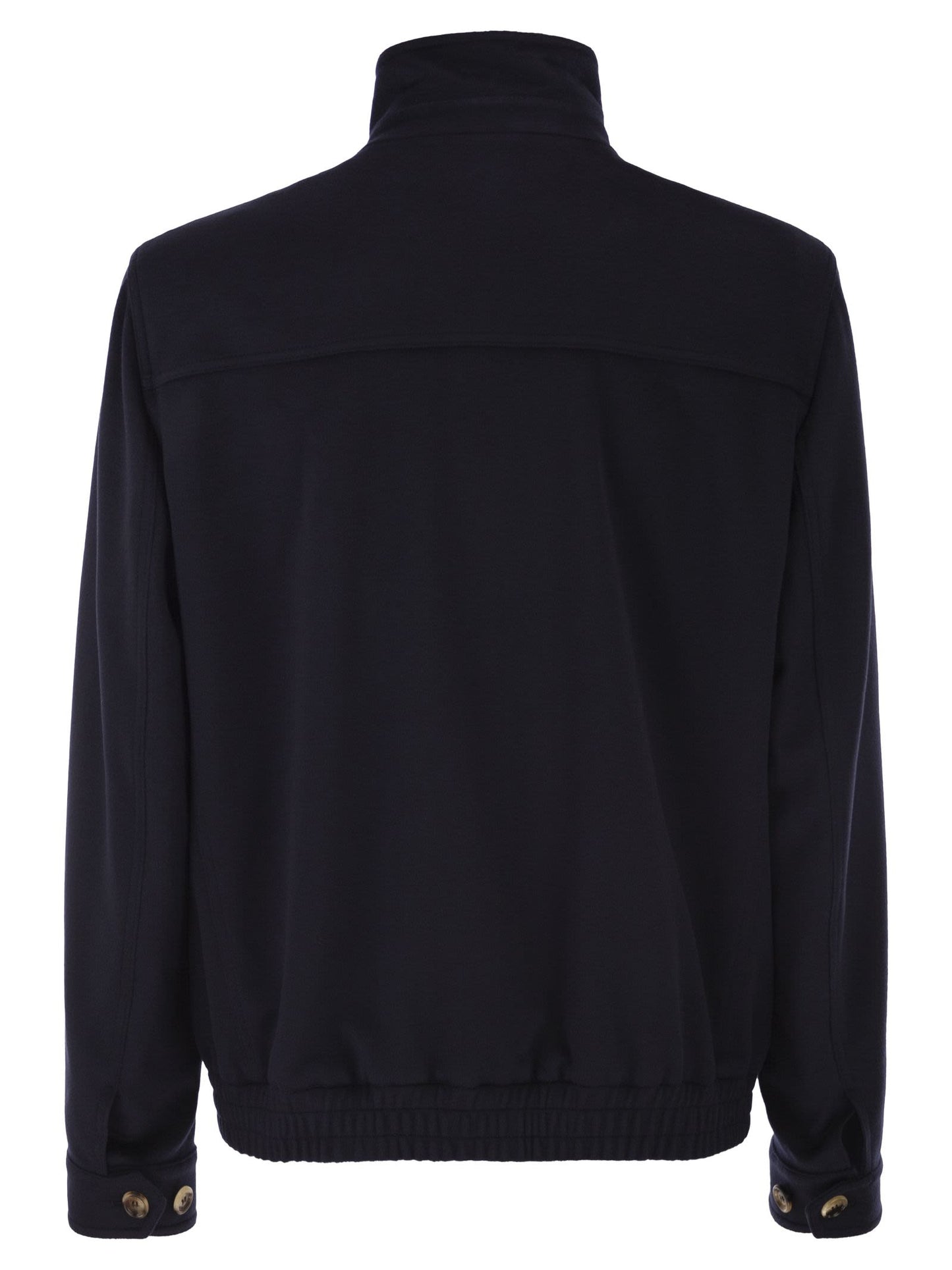 Brunello Cucinelli Men Virgin Wool Bomber Jacket With Stand Collar