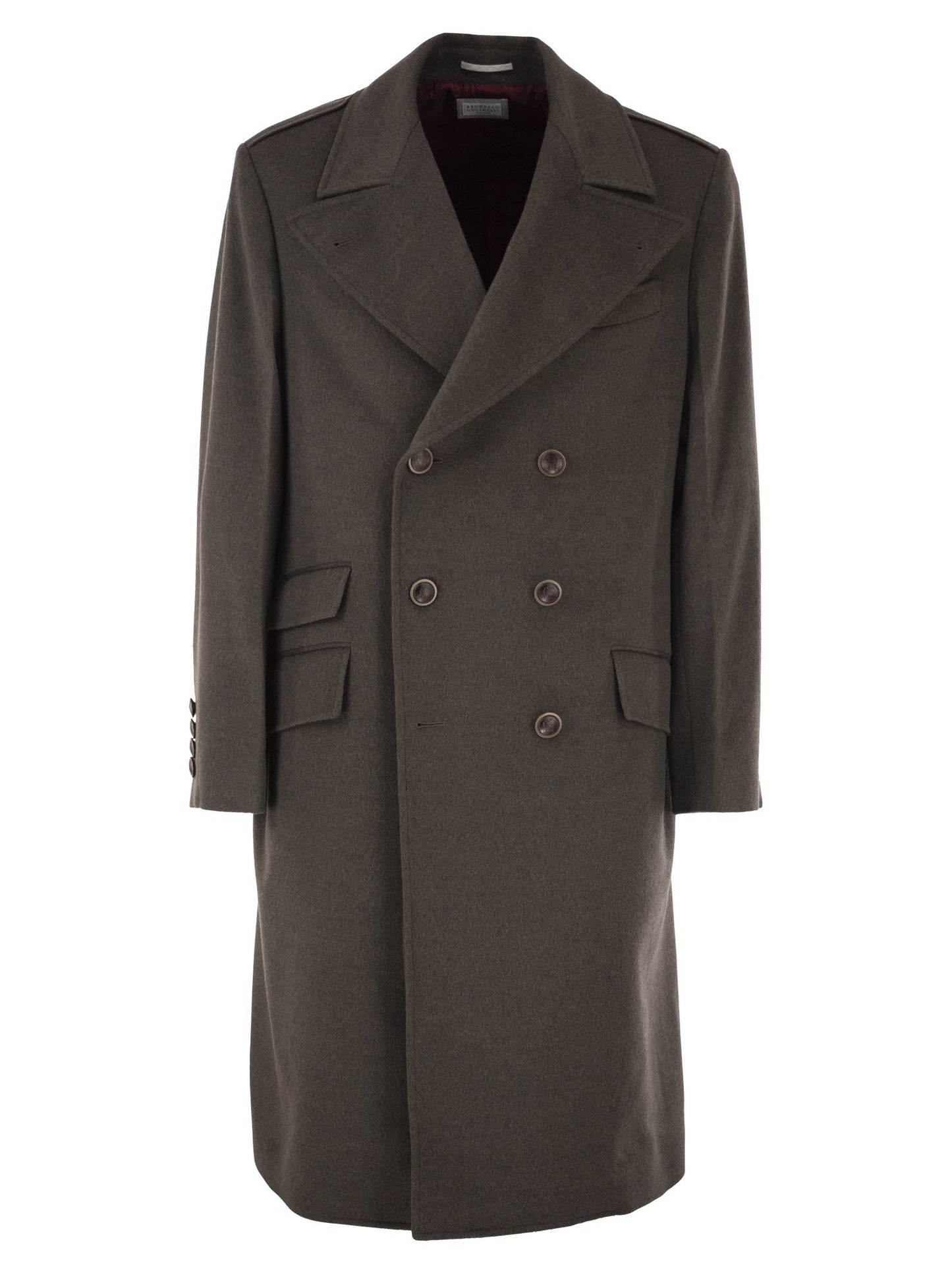 Brunello Cucinelli Men Double-Breasted Pure Wool Tailored Coat