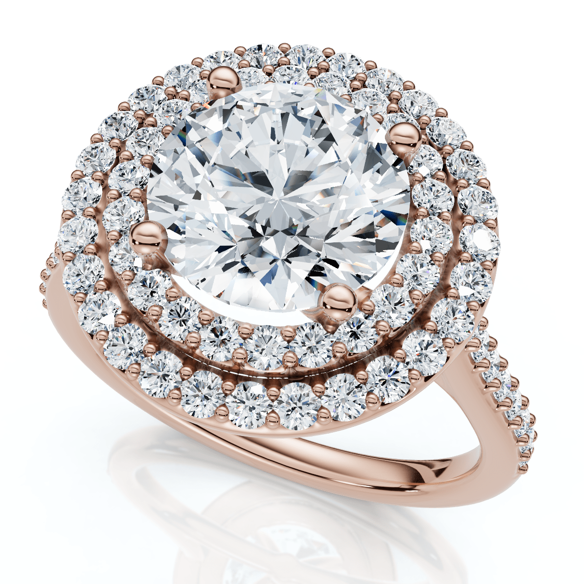 Certified 2 1/2Ct Double Halo Diamond Engagement Ring 14k Gold or Pt Lab Grown