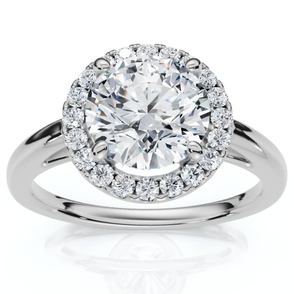 Certified 1 3/4Ct Halo Round Cut Diamond Engagement Ring 14k Gold Lab Grown