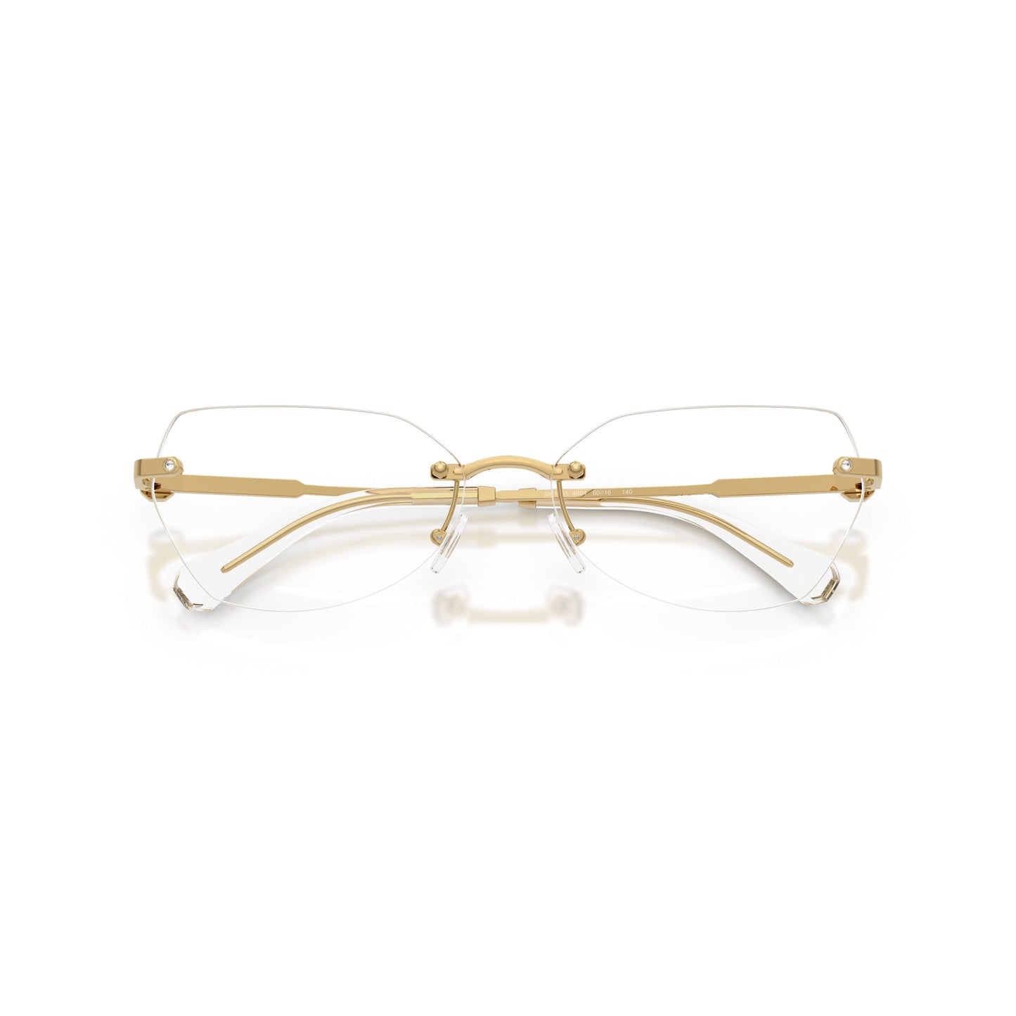 0Sk1031 Rimless Gold Metal Eyeglasses with Textured Temples