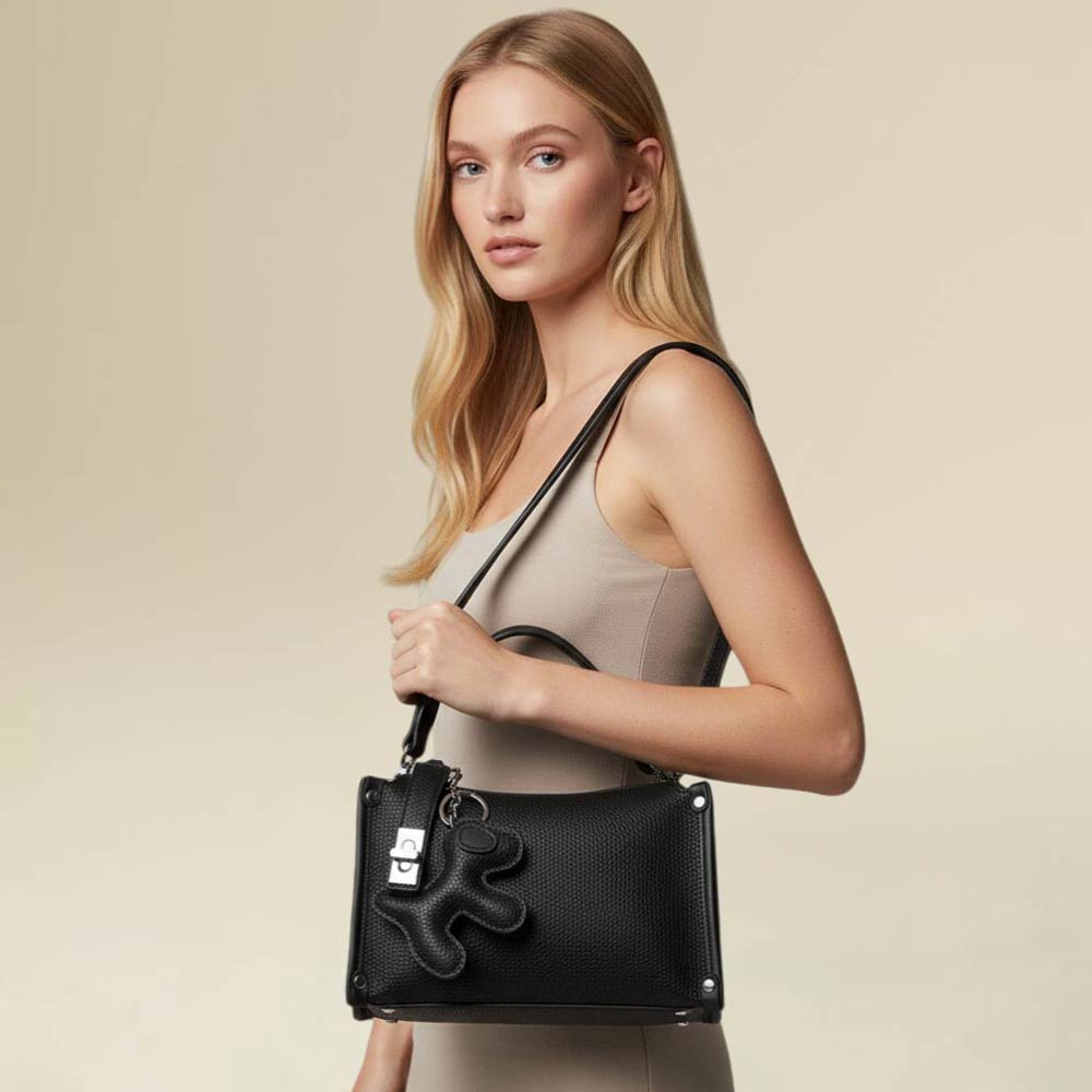 Faux Leather Dog Bag Charm Mini Shoulder Crossbody Bag