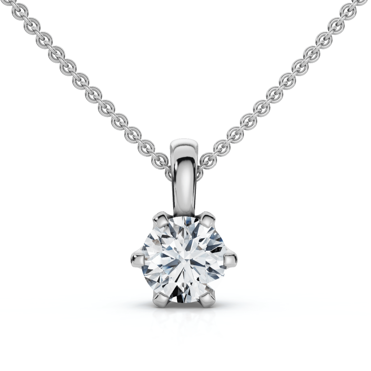 1/4Ct Round Solitaire Brilliant Cut Lab Grown Diamond Pendant 18" Necklace