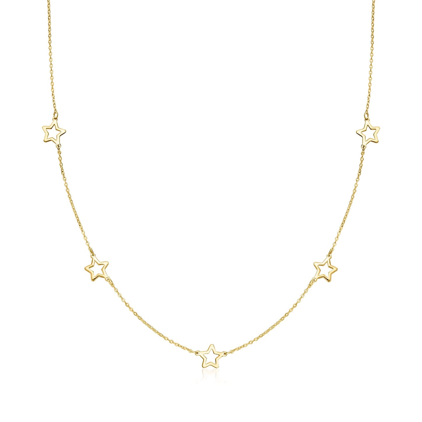 Ross-Simons Italian 10kt Yellow Gold Open-Space Star Station Necklace