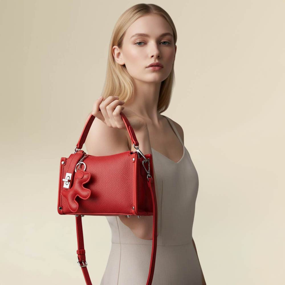 Faux Leather Dog Bag Charm Mini Shoulder Crossbody Bag